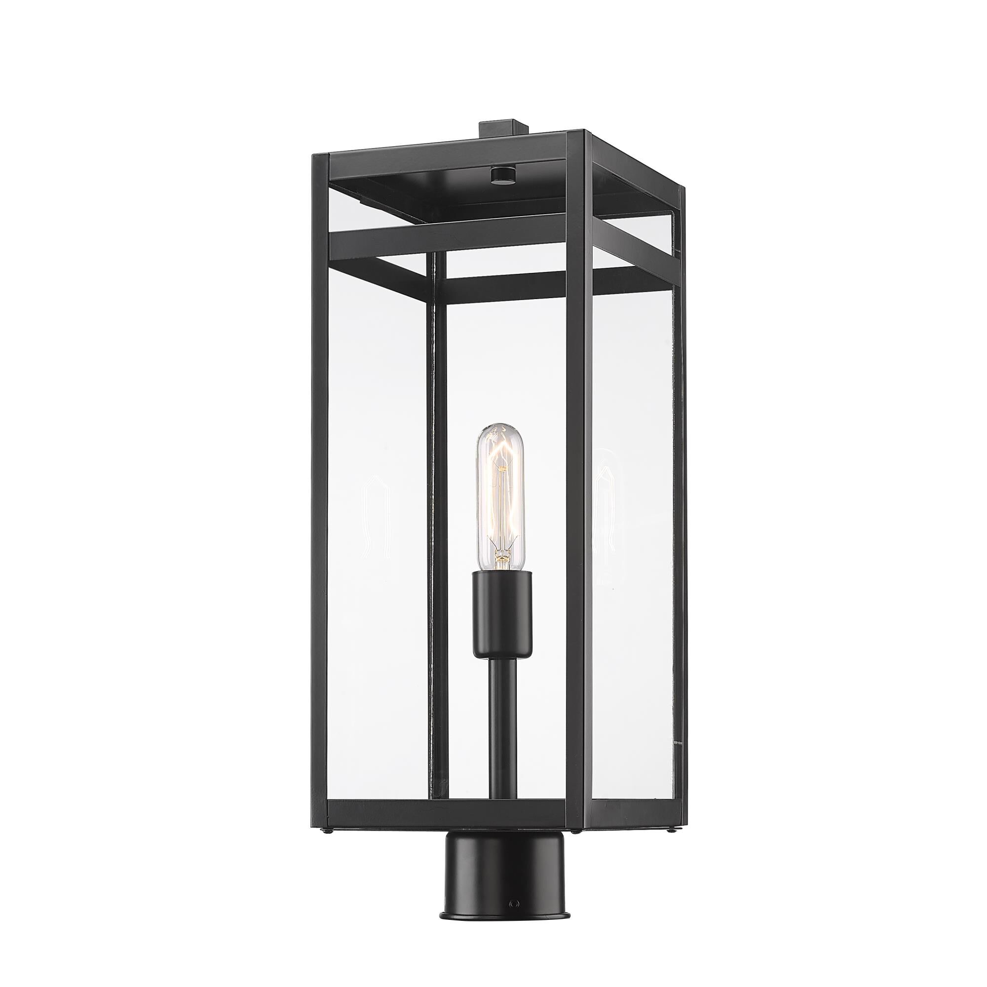 Shown in Black finish and Glass shade