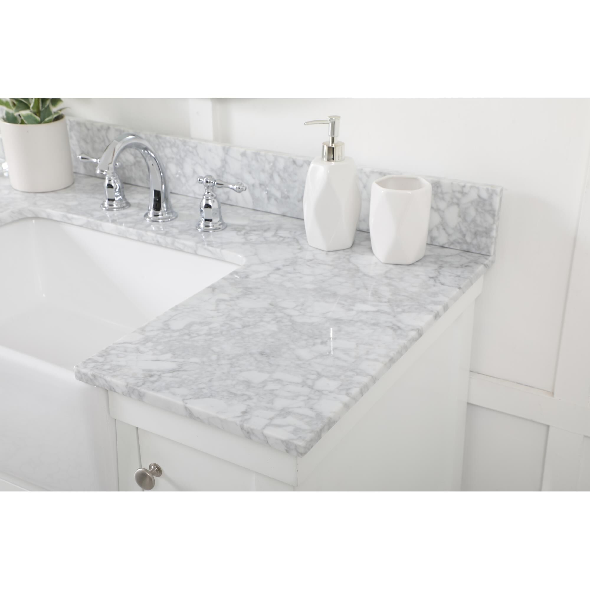 Shown in White finish and With Backsplash accent