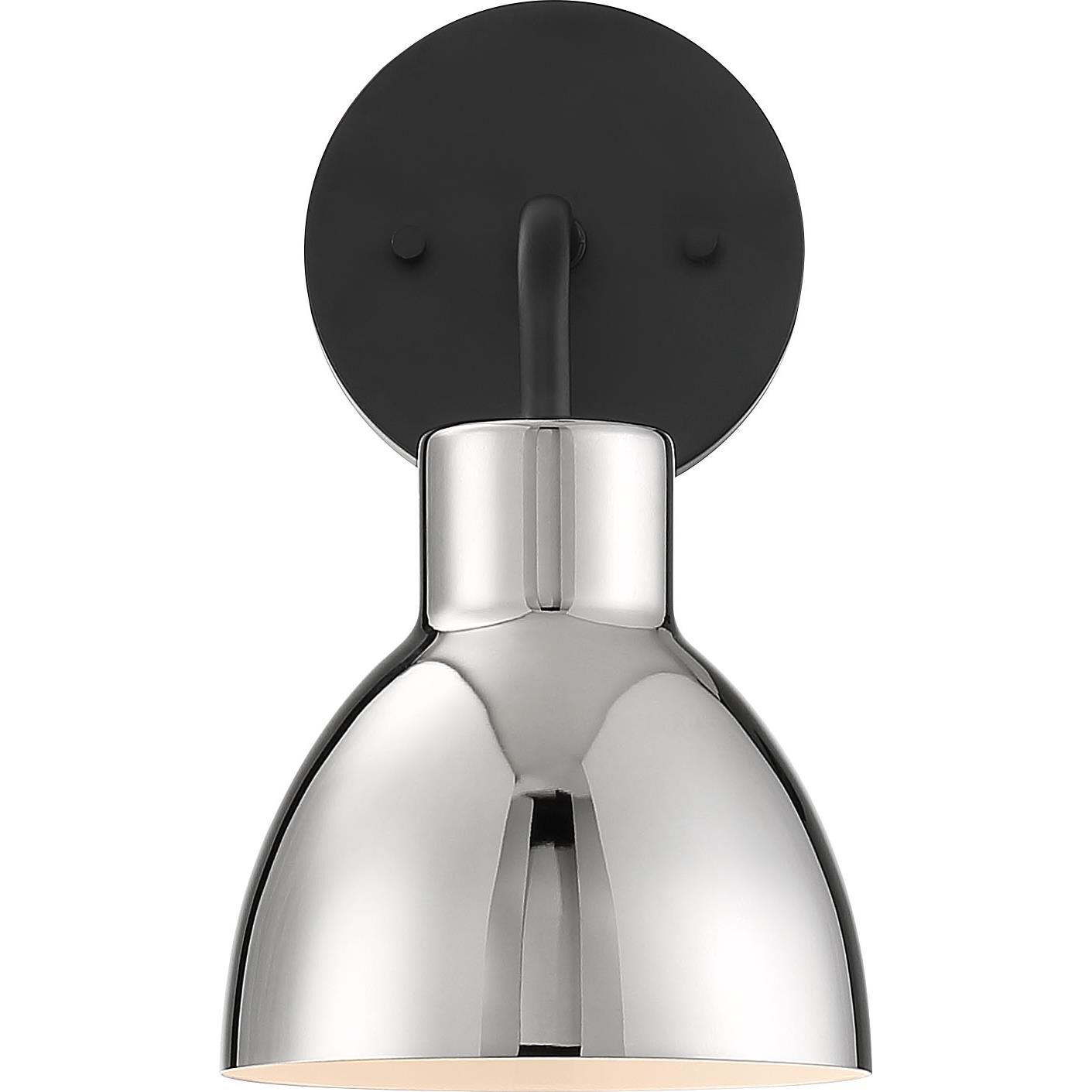 Shown in Matte Black finish and Polished Nickel Metal shade