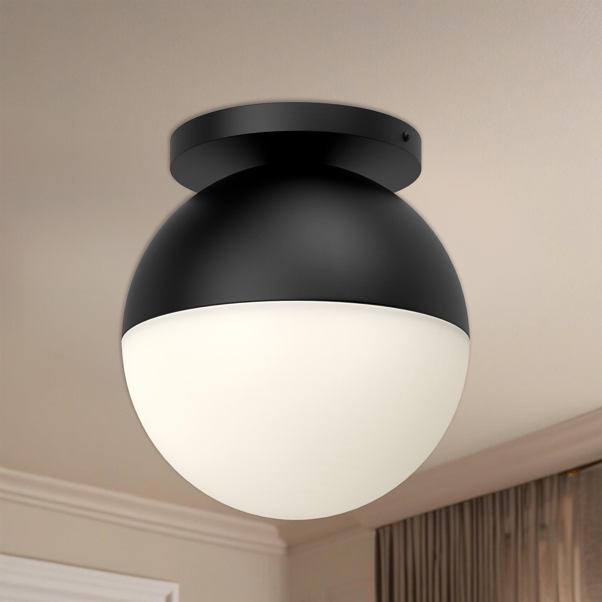 Shown in Black finish and Opal glass