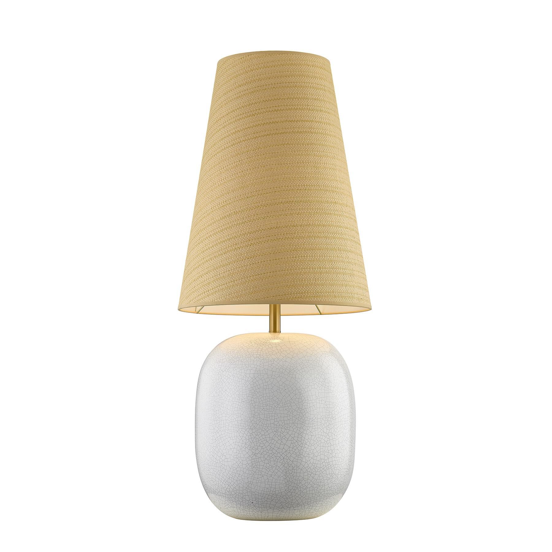 Shown in Warm Brass finish and Beige Parchment shade