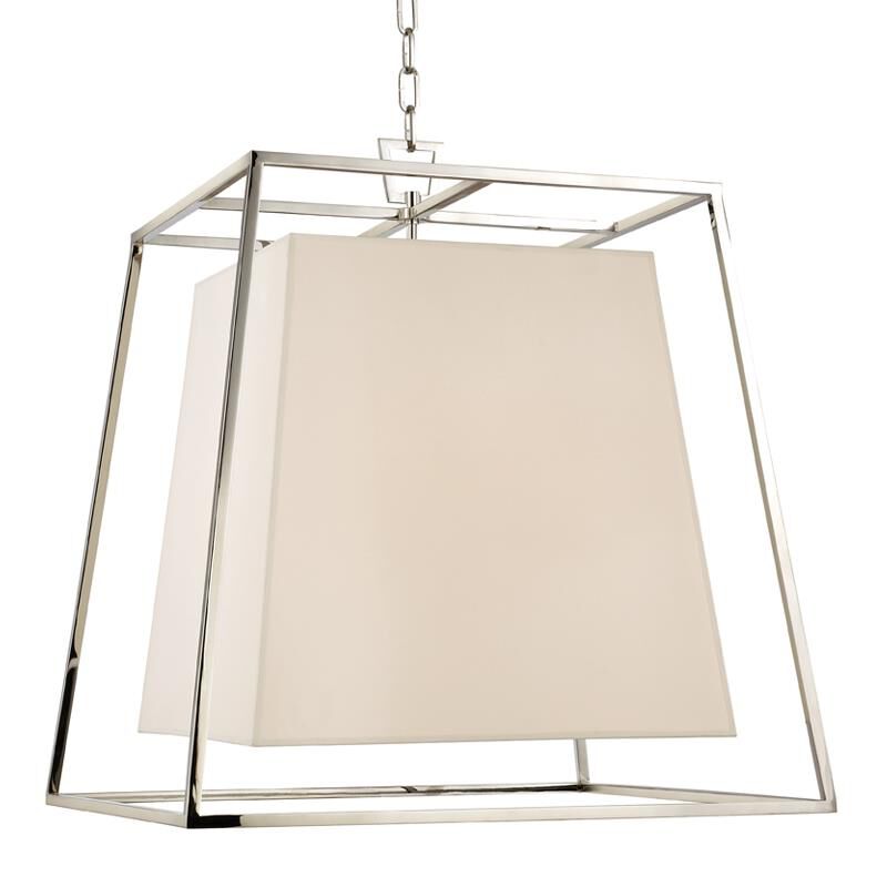 Shown in Polished Nickel finish and White Faux Silk shade
