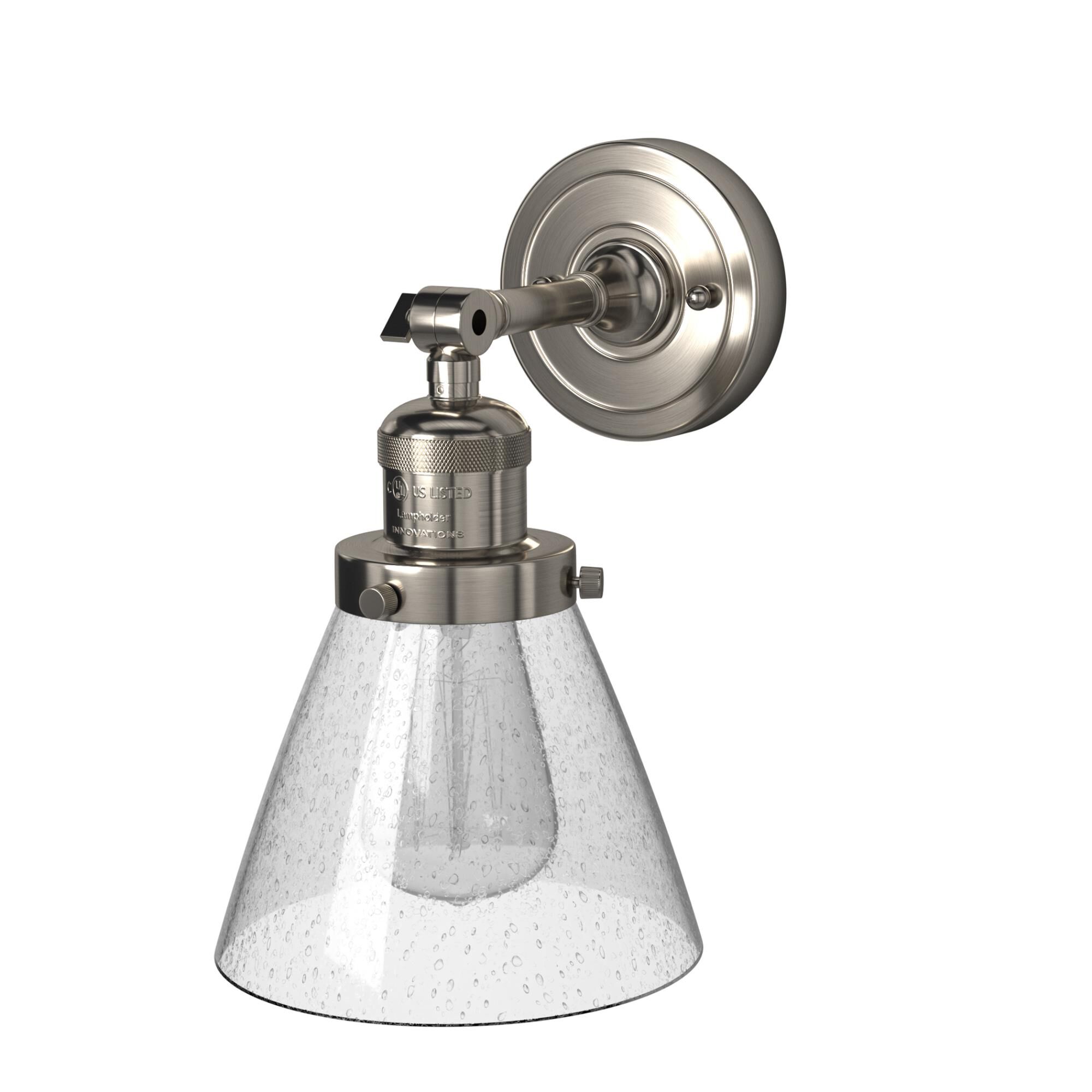 Shown in Brushed Satin Nickel finish and Seedy glass