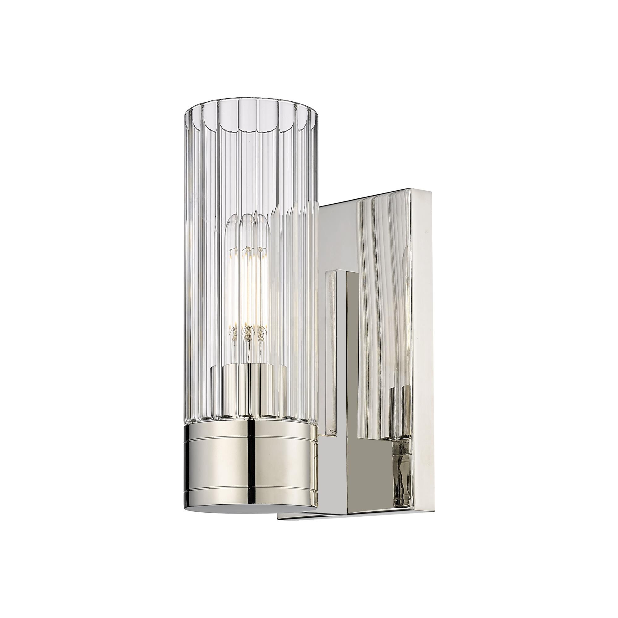 Shown in Polished Nickel finish and Clear glass and Clear Glass shade