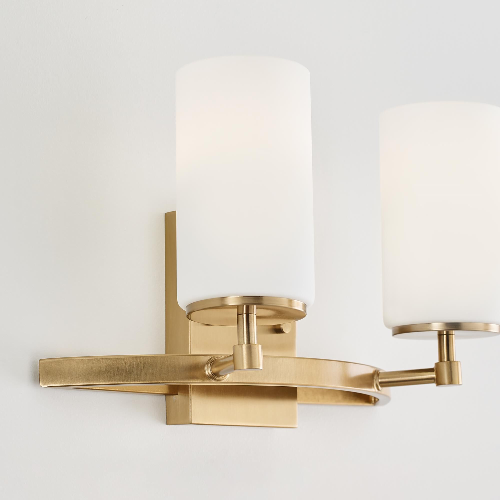 Shown in Satin Brass finish and Etched - White Insidehades glass