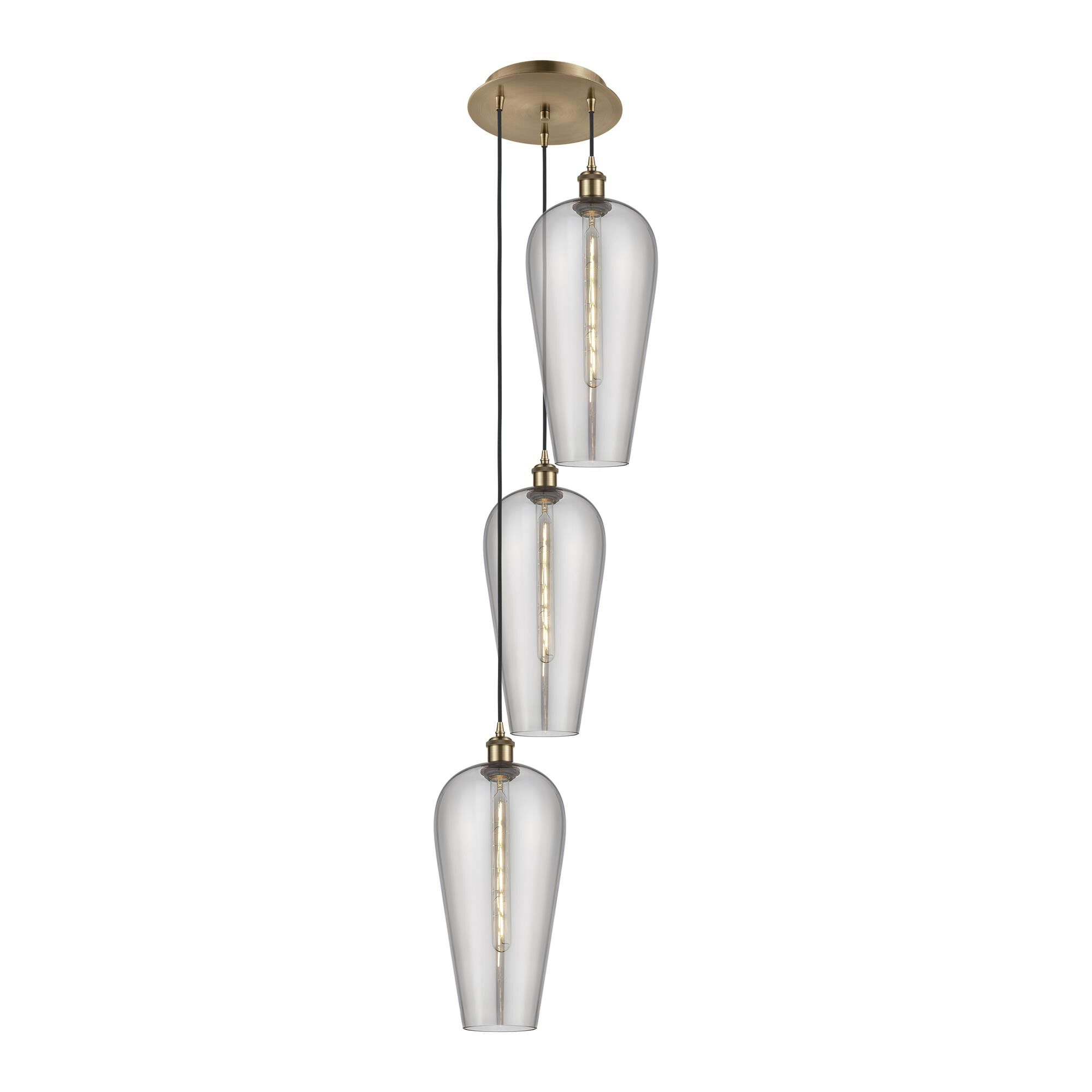 Shown in Antique Brass finish and Light Smoke glass