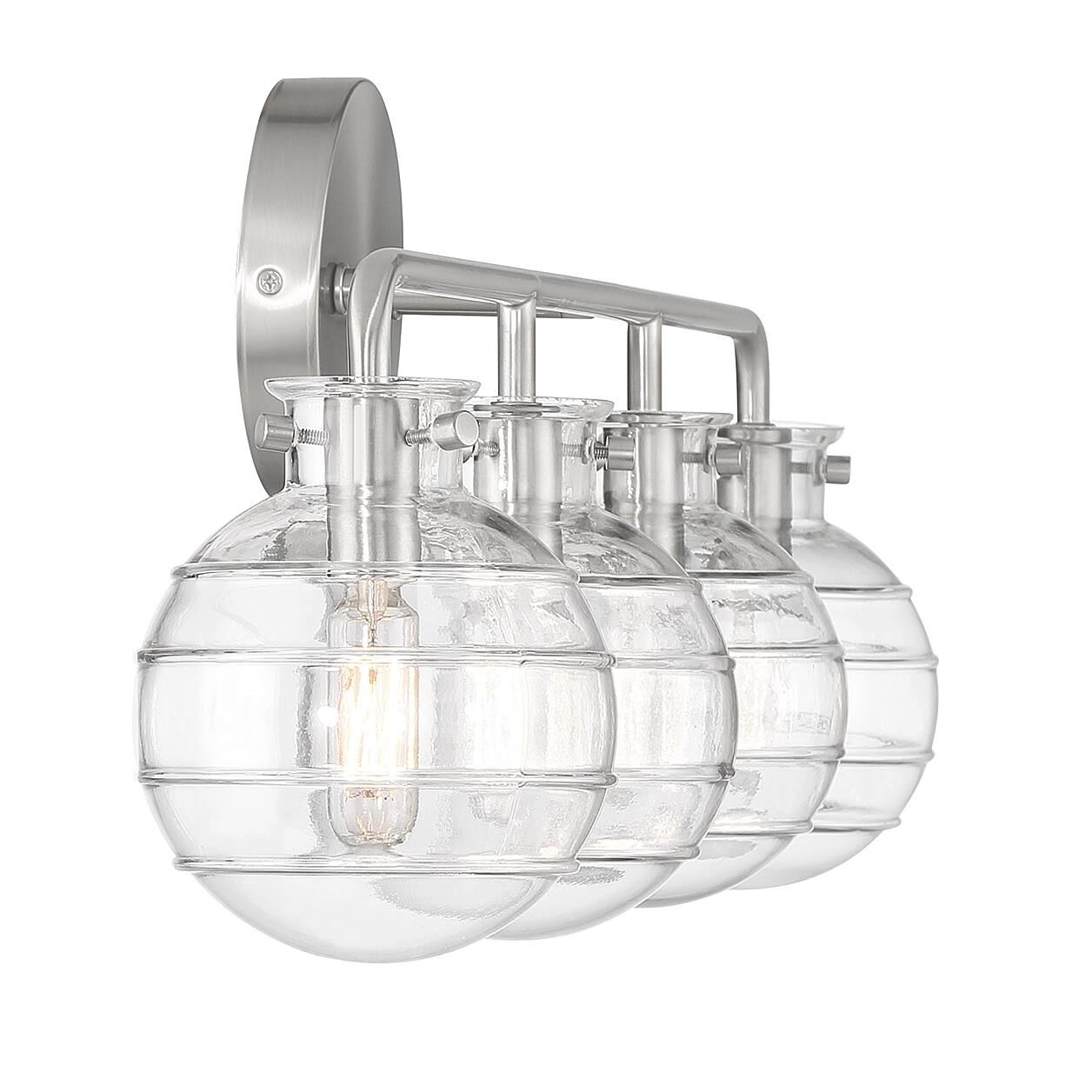 Shown in Satin Nickel finish and Clear Swirl glass