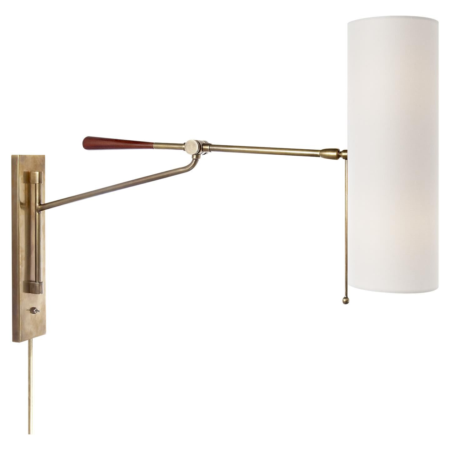 Shown in Hand-Rubbed Antique Brass finish and Linen shade