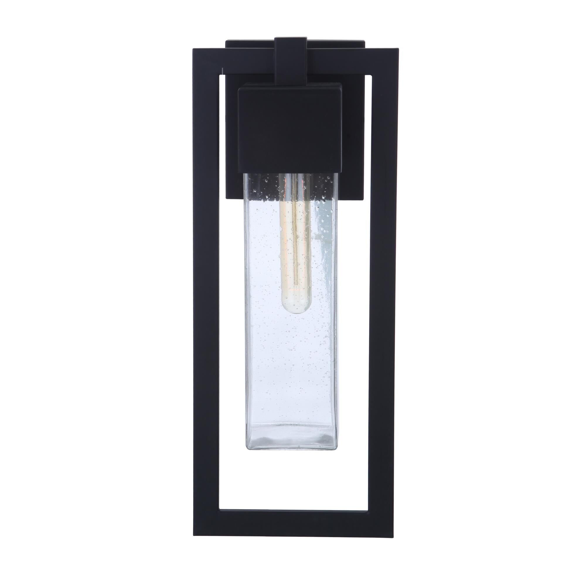 Shown in Midnight finish and Clear Seeded glass and Glass shade