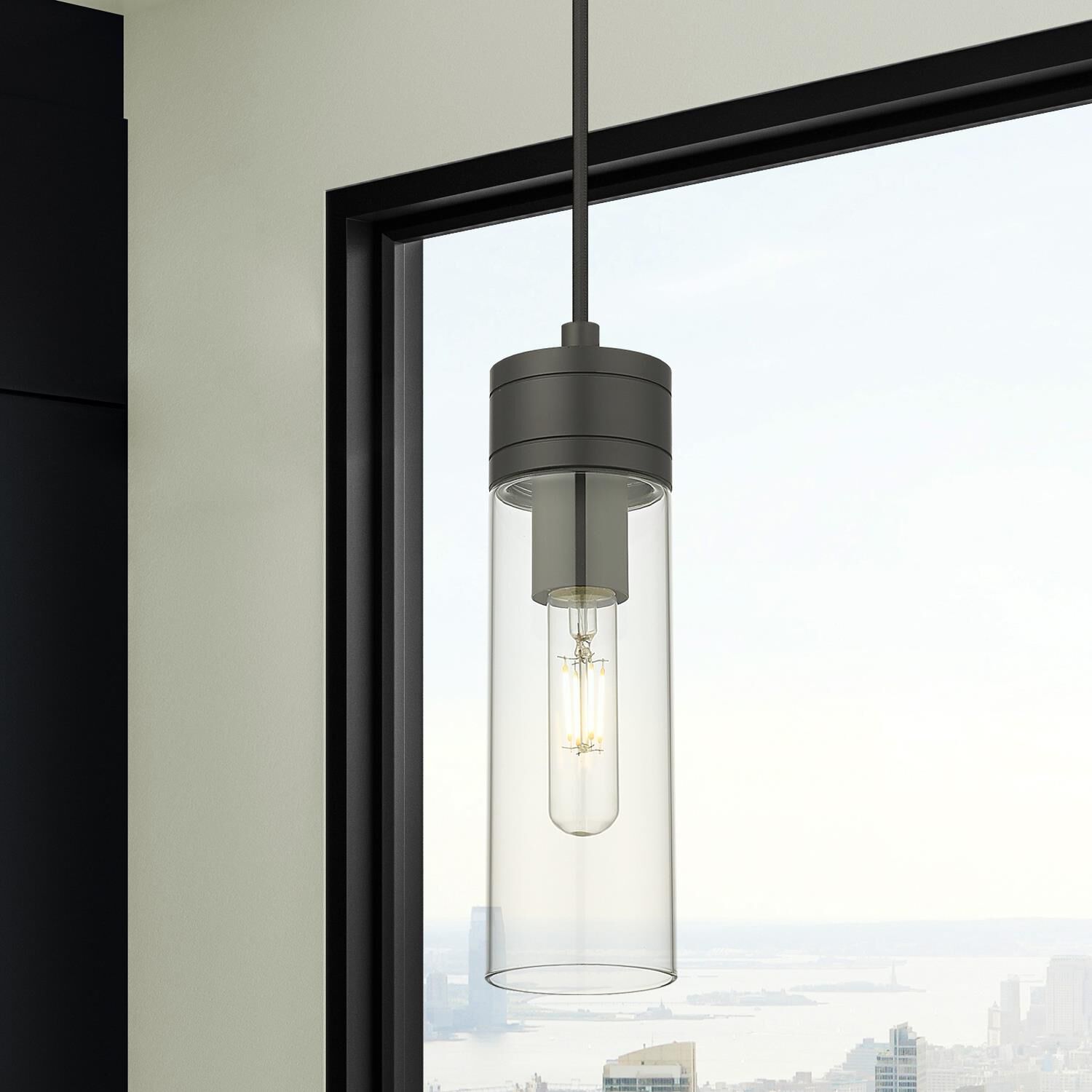 Shown in Matte Black finish and Clear glass