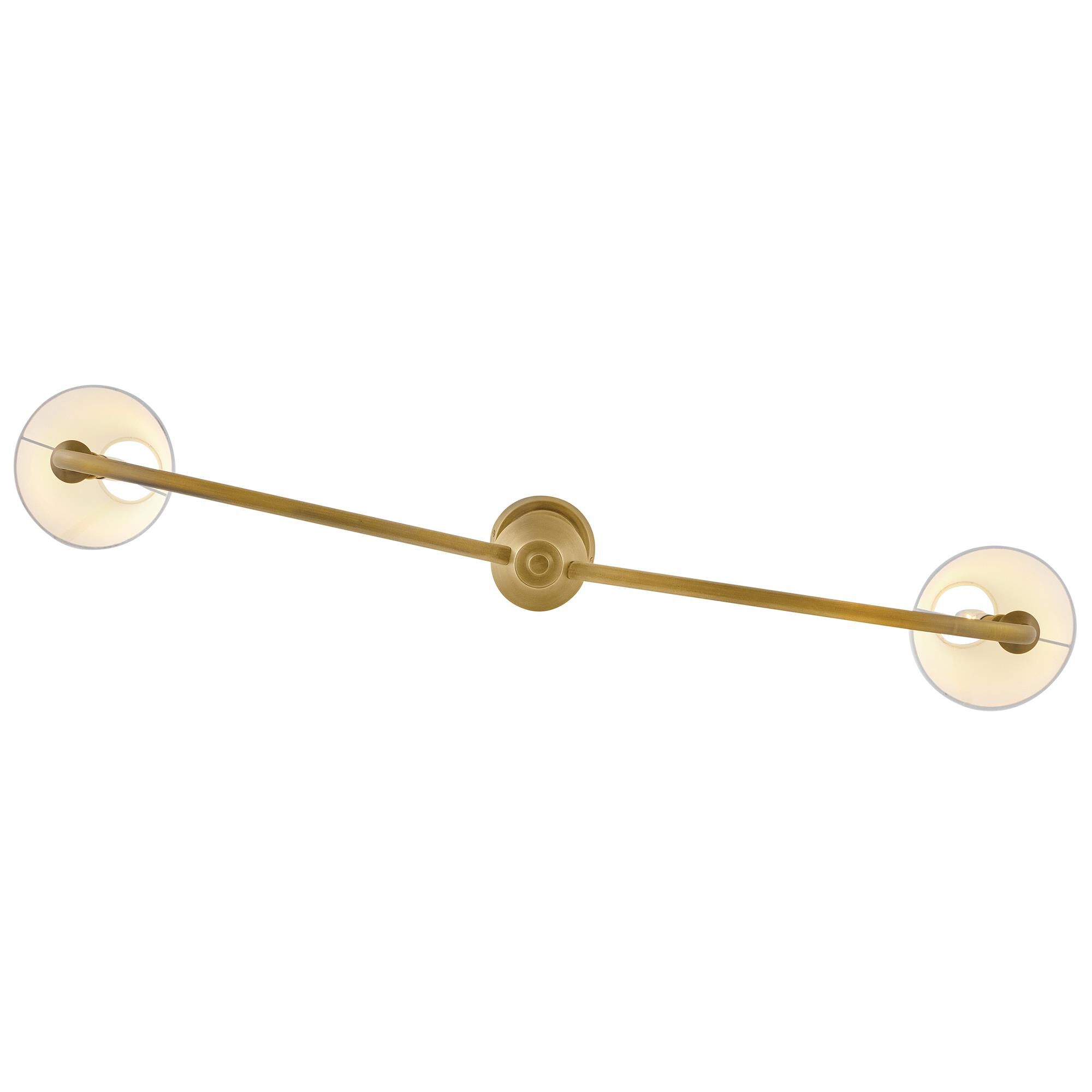 Shown in Heritage Brass finish and Off-White Linen shade