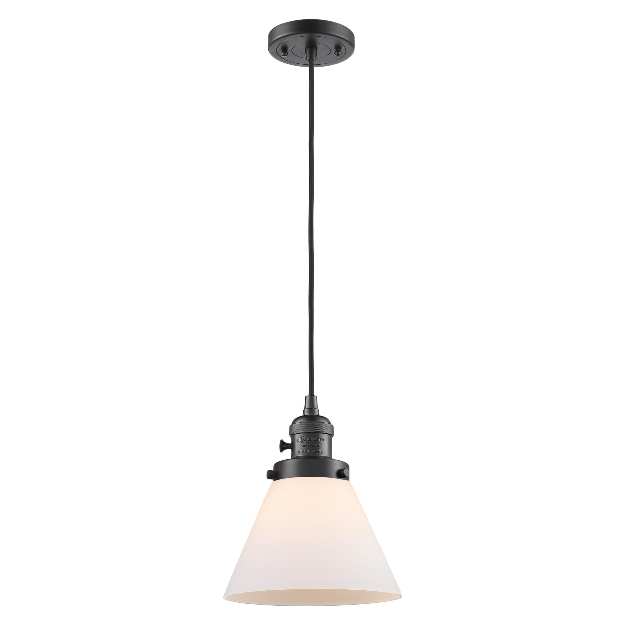 Shown in Oil Rubbed Bronze finish and Matte White glass