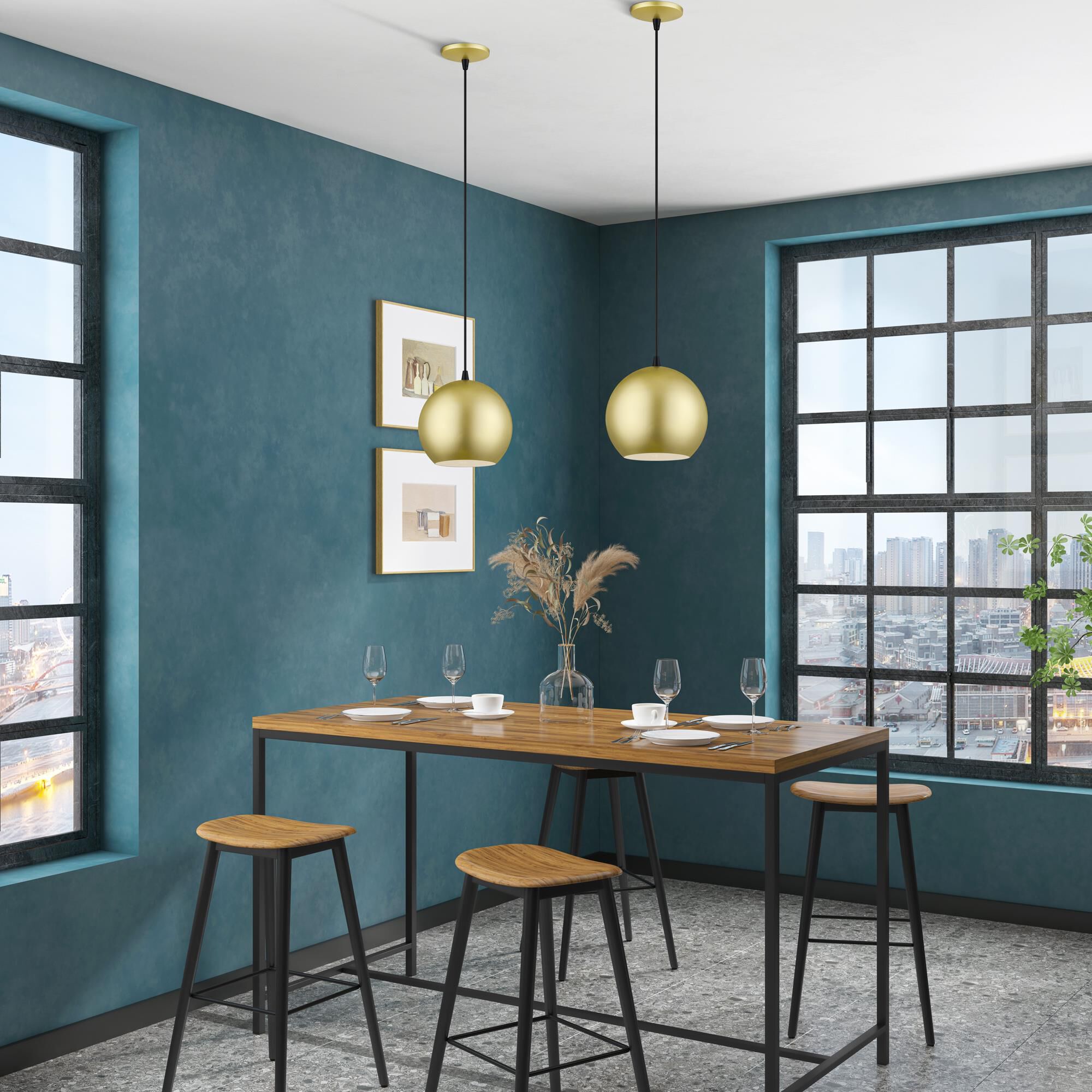 Shown in Soft Gold with Black Accents finish and Soft Gold Aluminum with Shiny White Inside shade