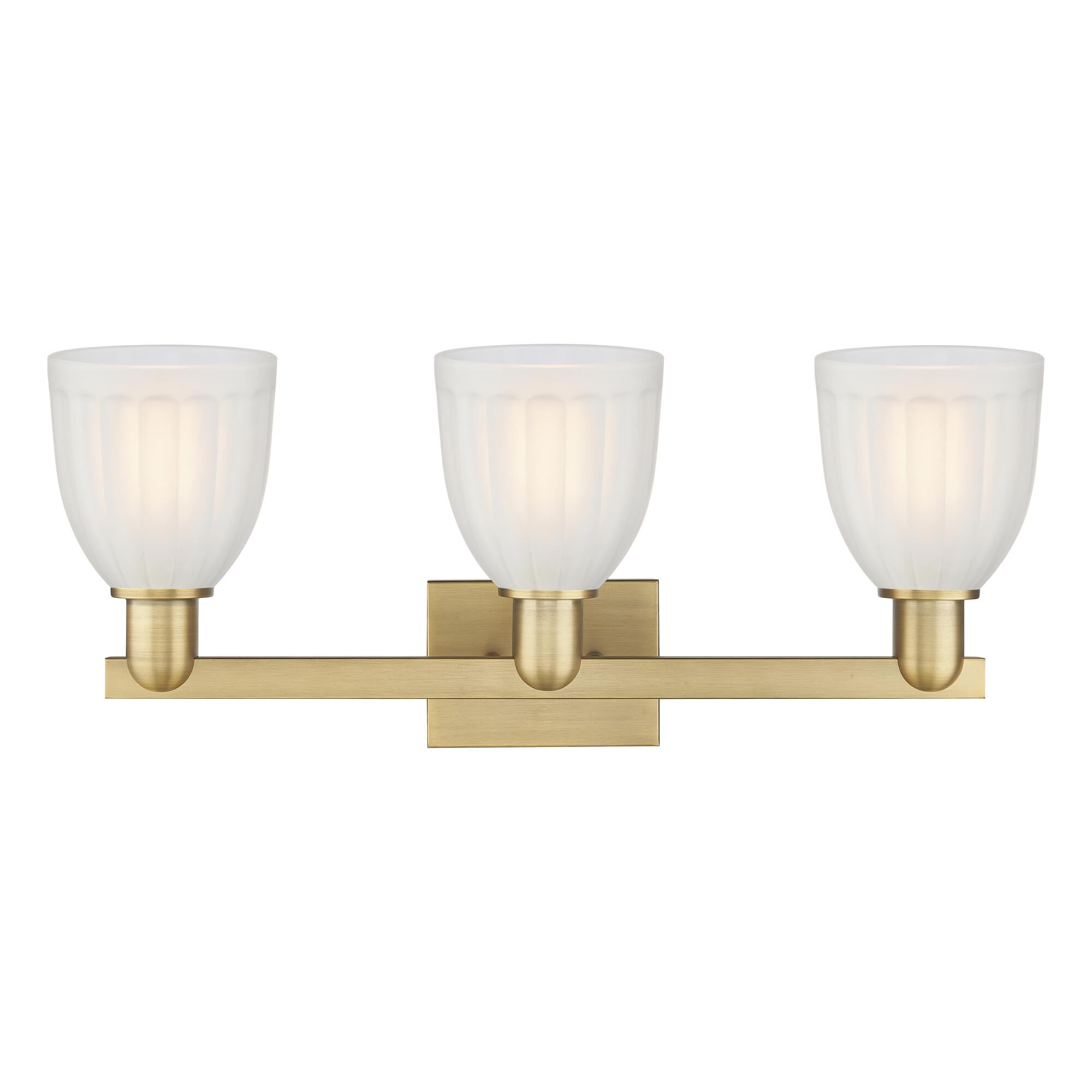 Shown in Brushed Brass finish and White glass
