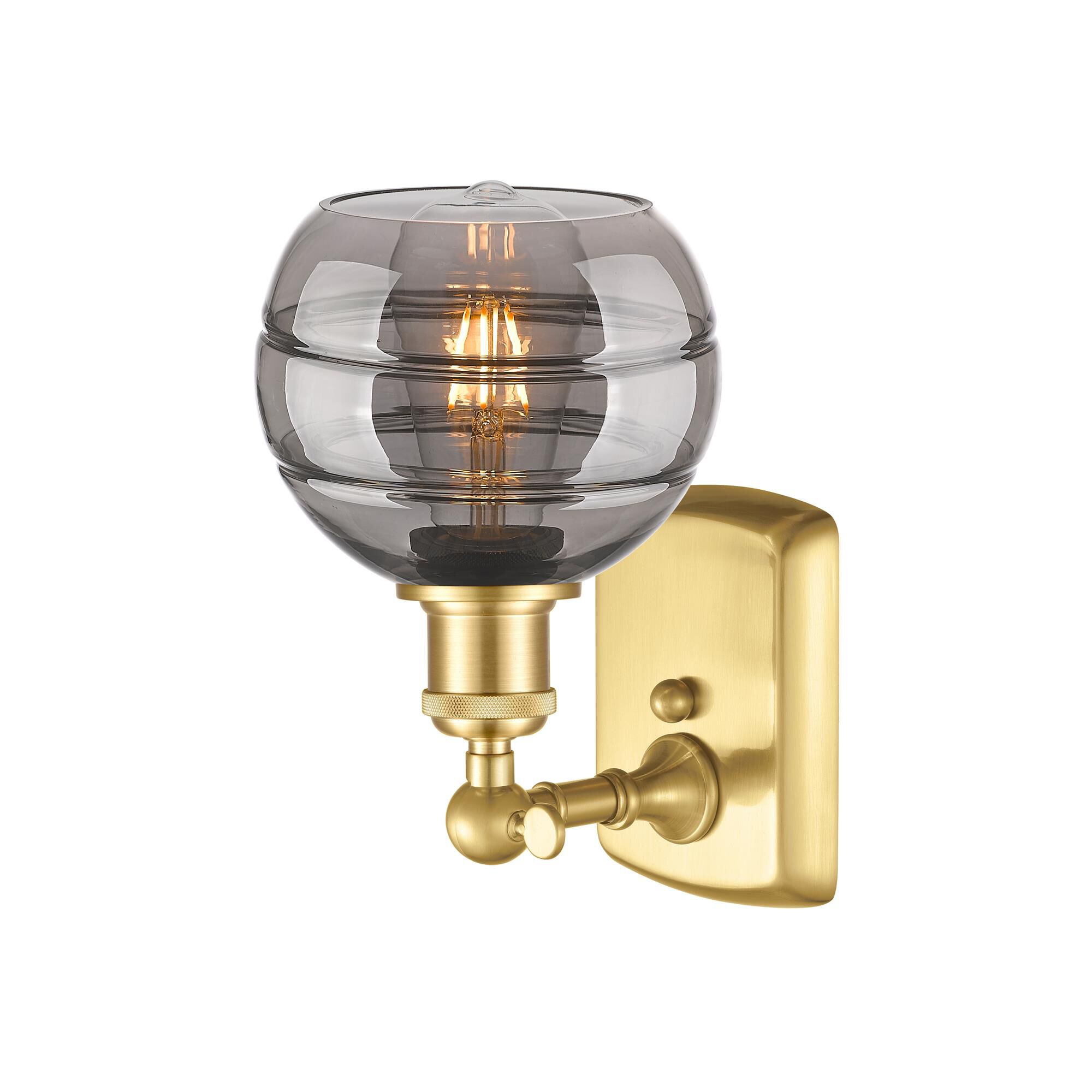 Shown in Satin Gold finish and Light Smoke glass