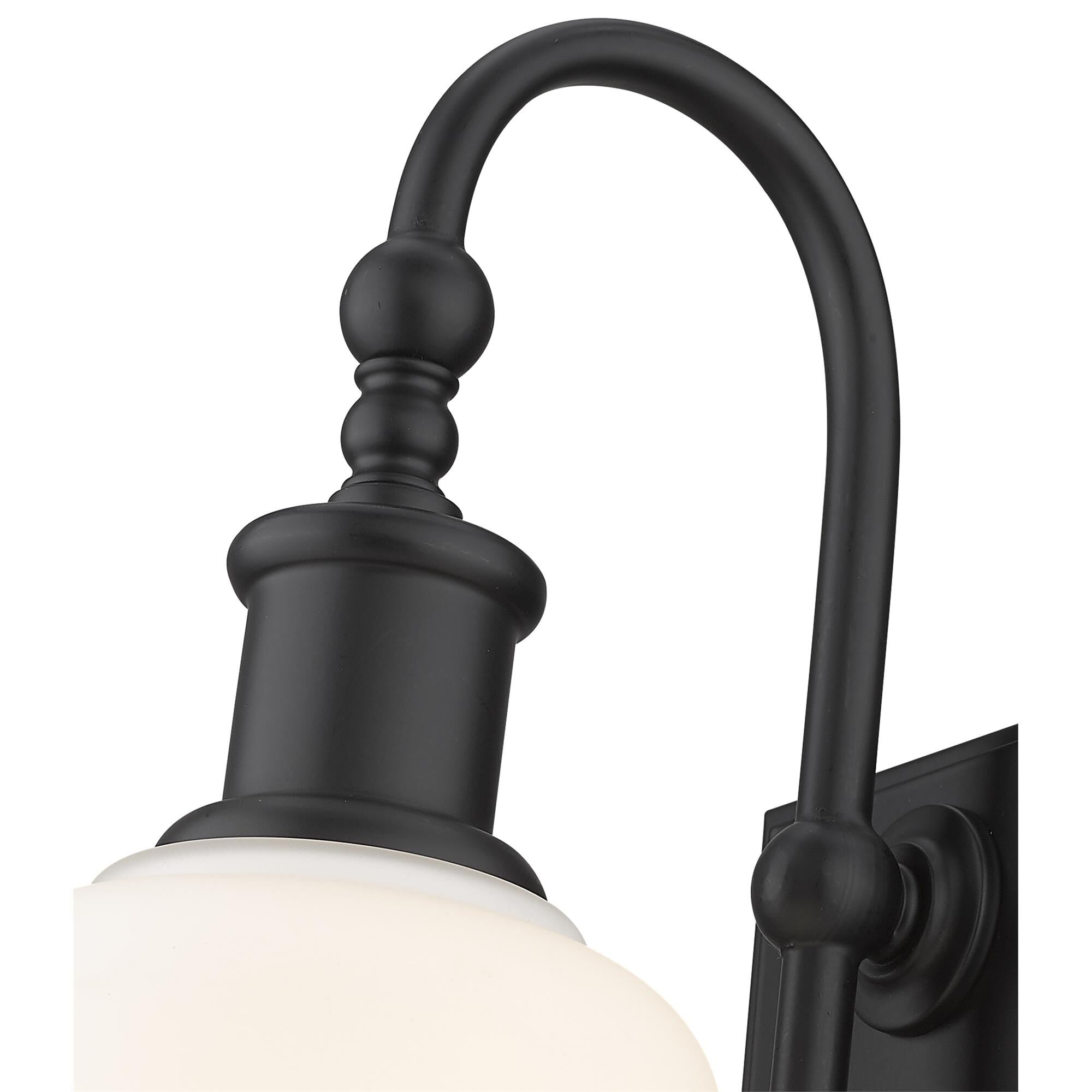 Shown in Matte Black finish and Glass shade