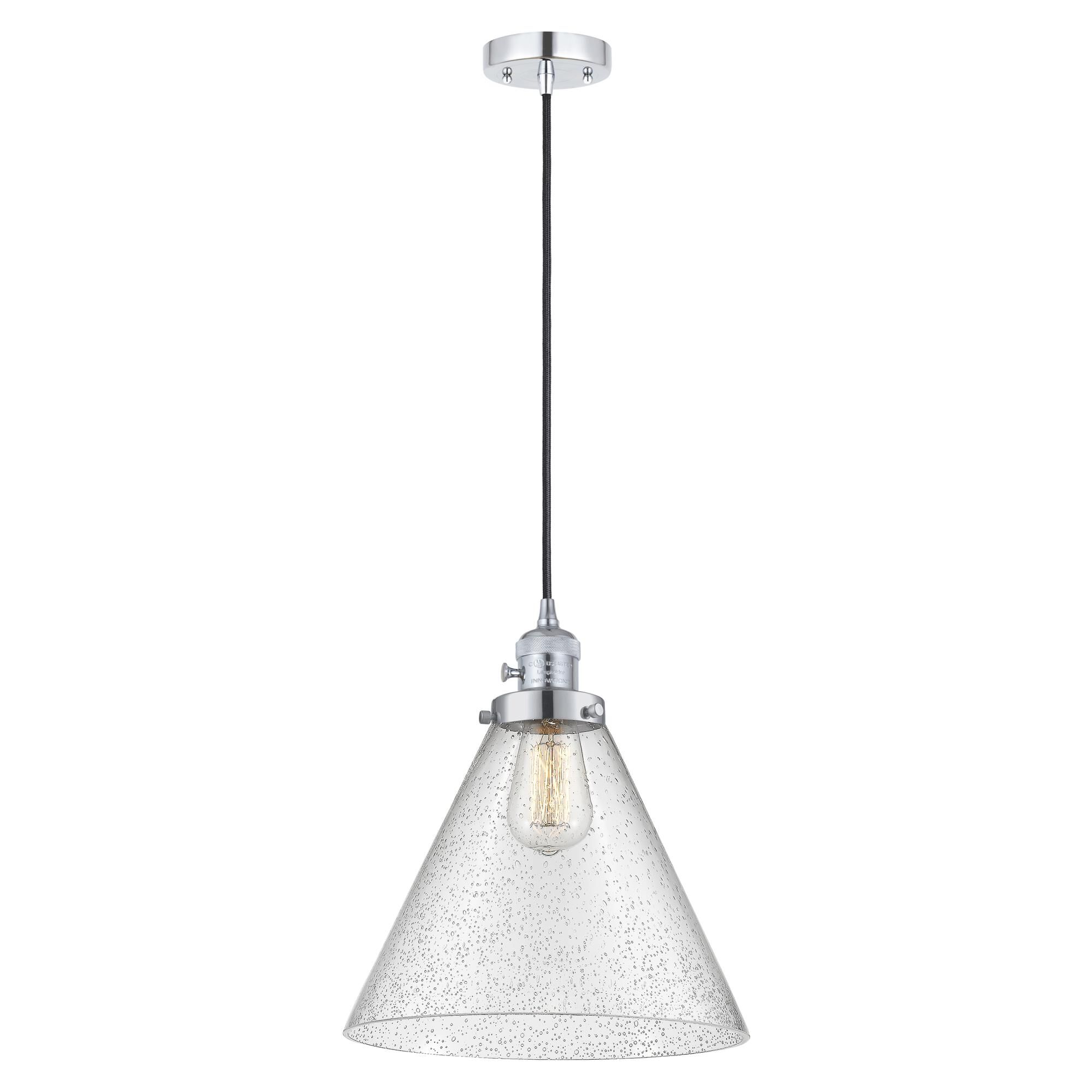 Shown in Polished Chrome finish and Seedy glass