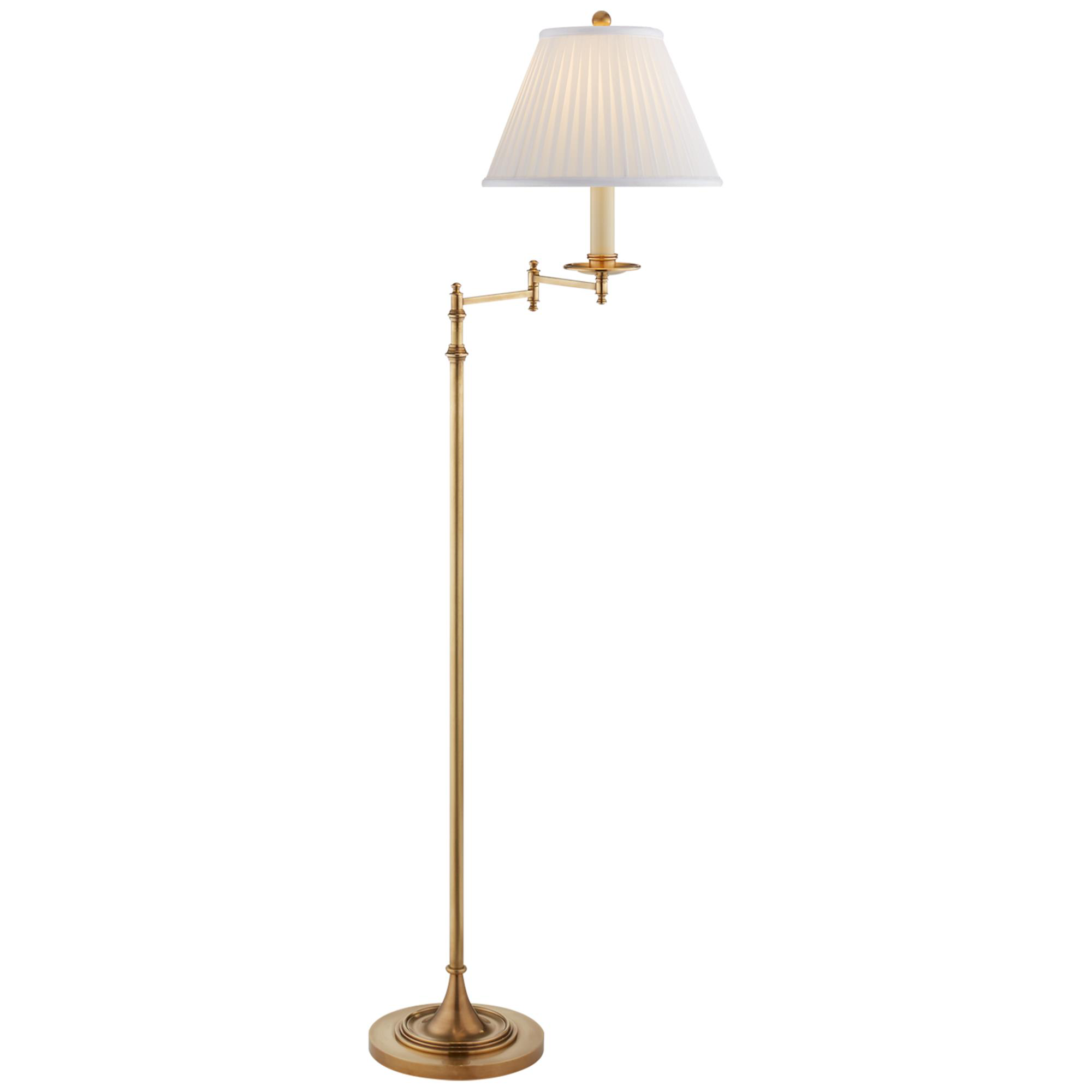 Shown in Antique-Burnished Brass finish and Silk shade