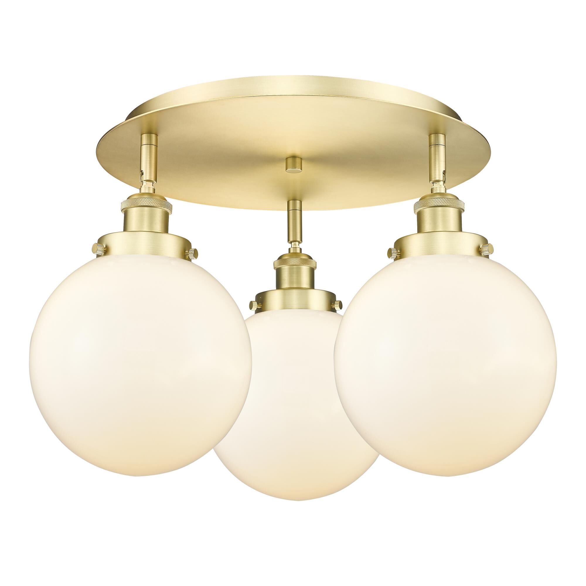 Shown in Satin Gold finish and Matte White glass