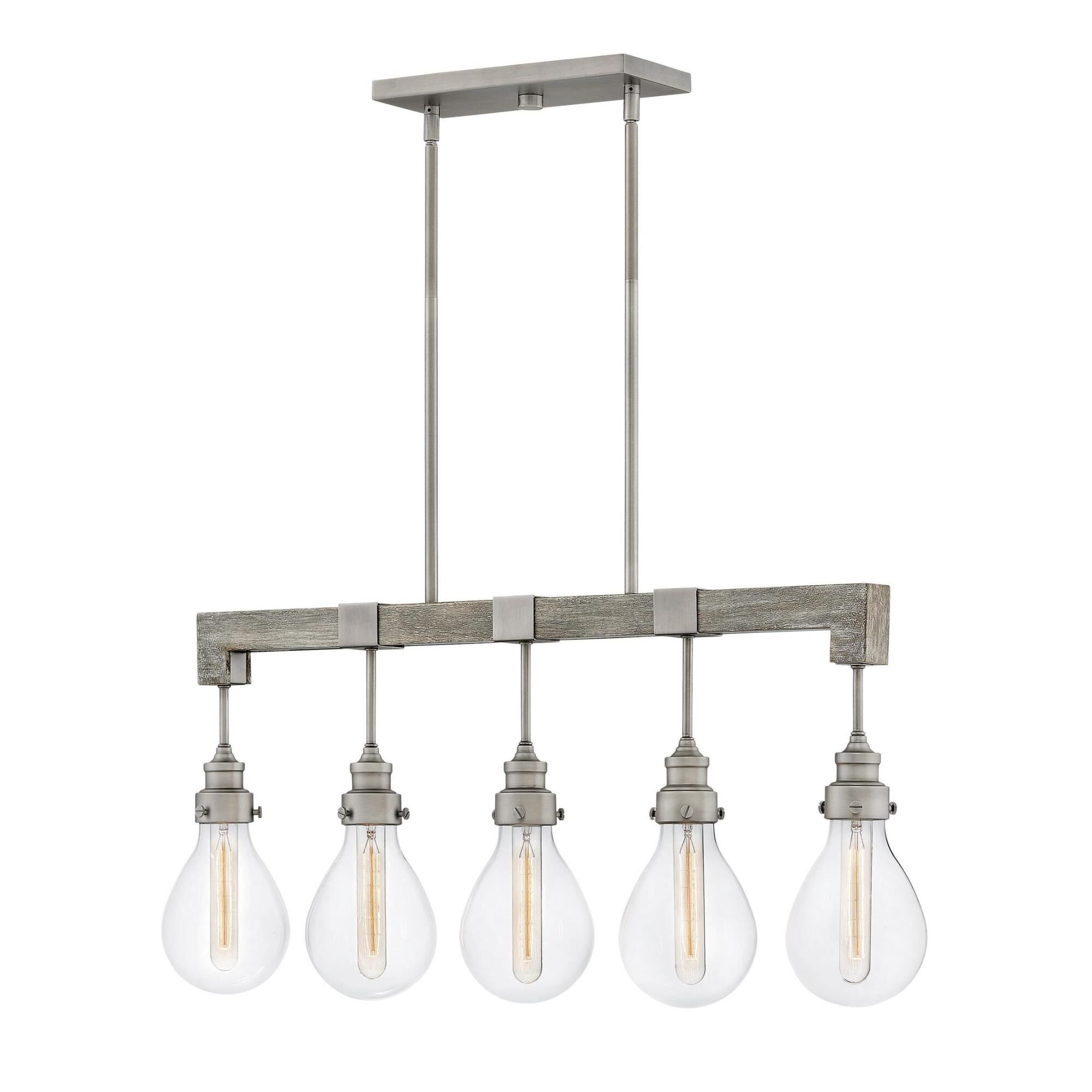 Shown in Pewter finish and Clear glass