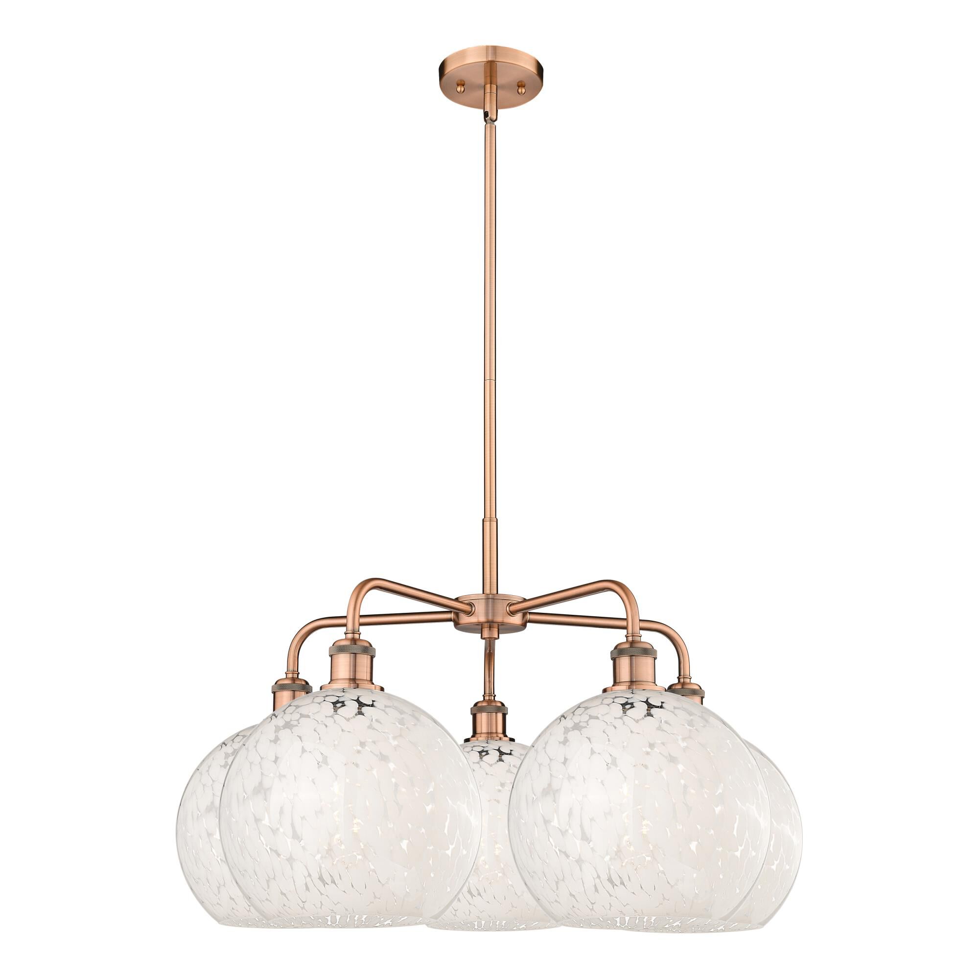 Shown in Antique Copper finish and White Mouchette glass