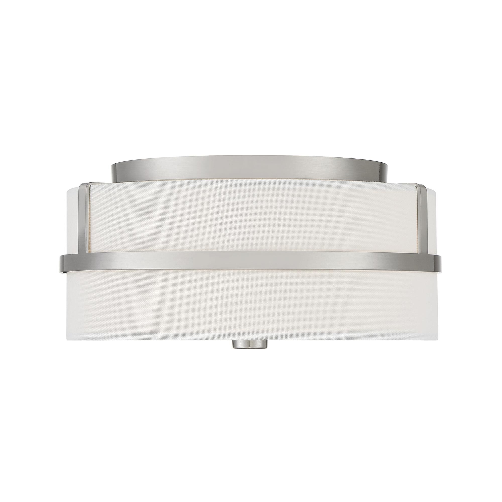 Shown in Brushed Nickel finish and White Fabric shade