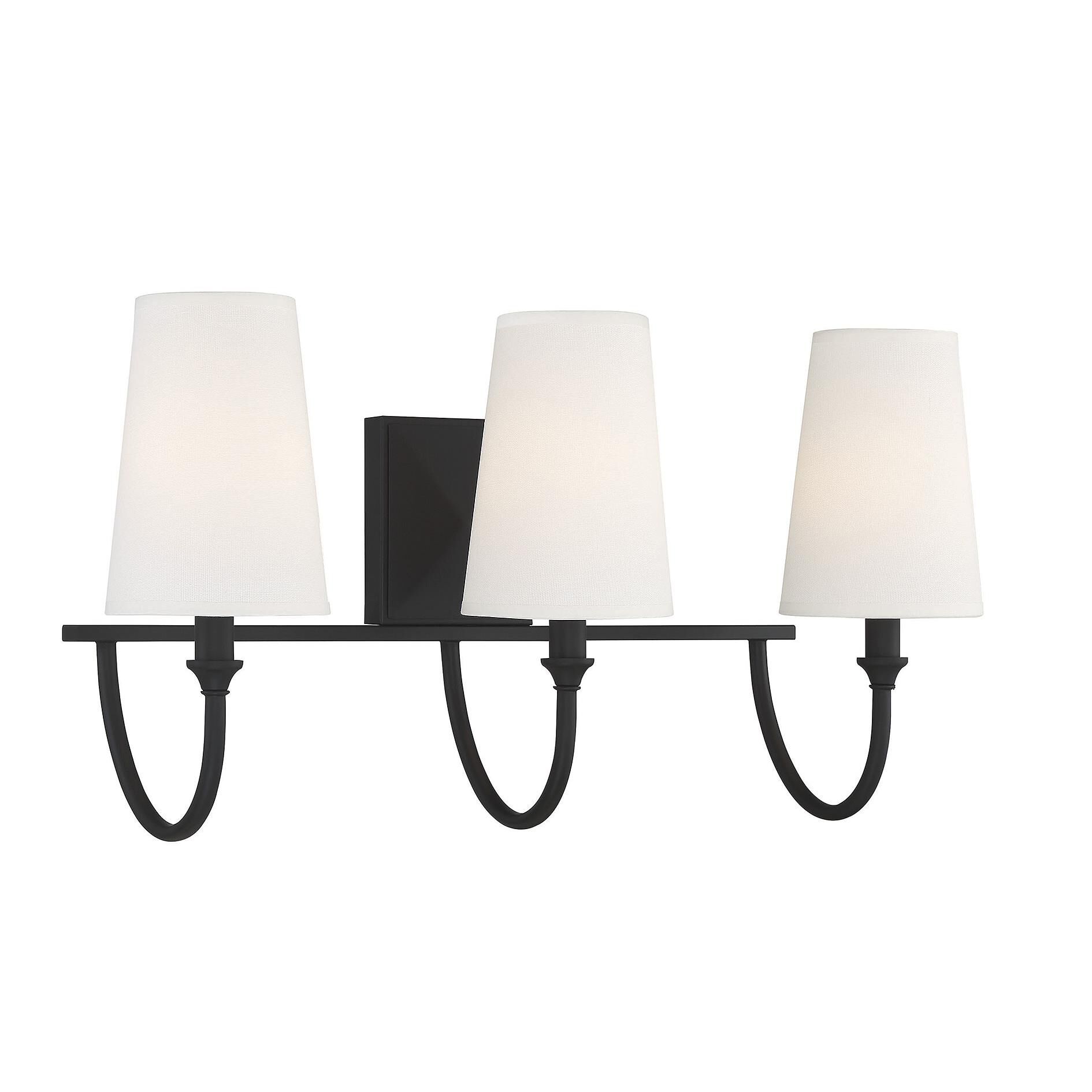 Shown in Matte Black finish and White Fabric shade