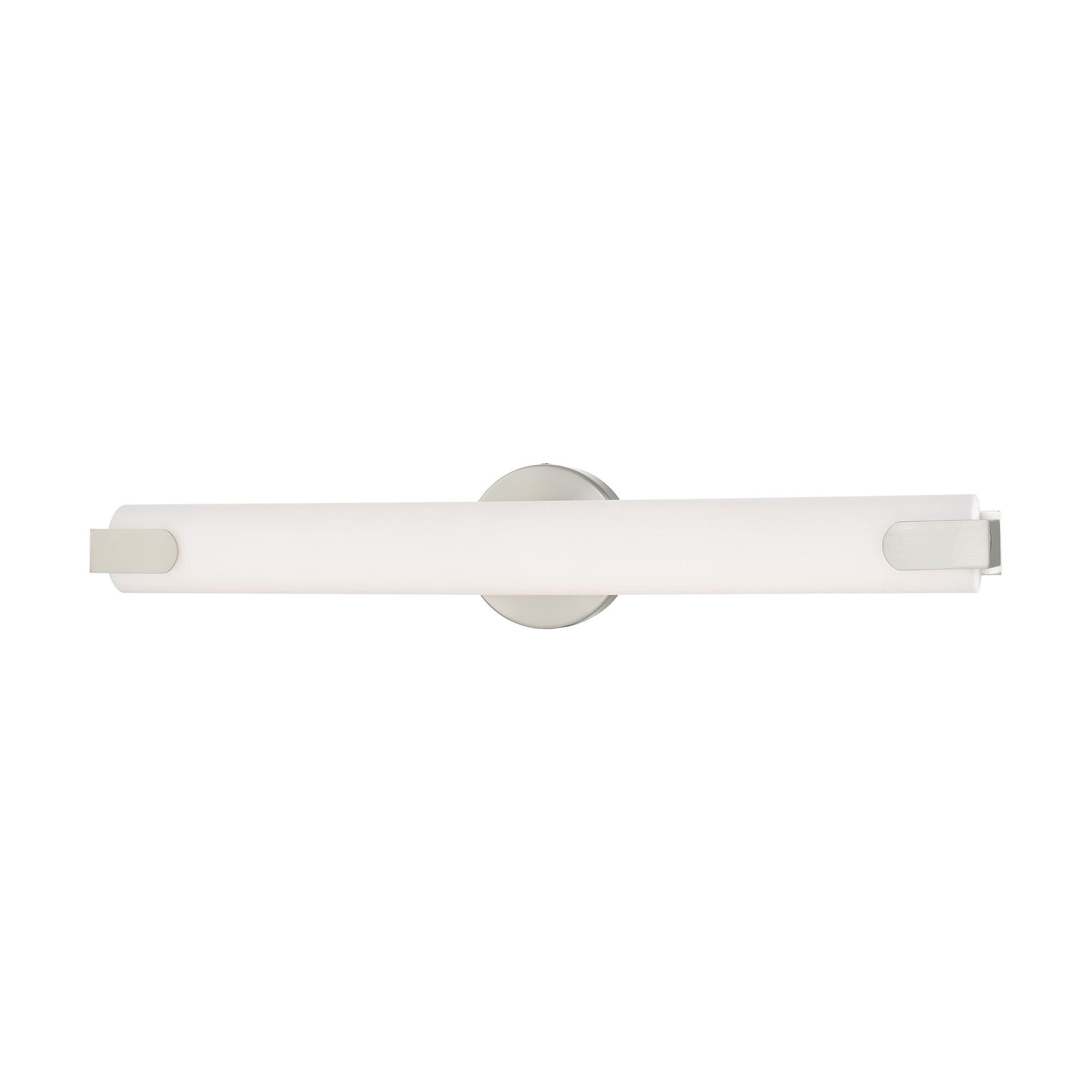 Shown in Brushed Nickel finish and Satin White Acrylic shade