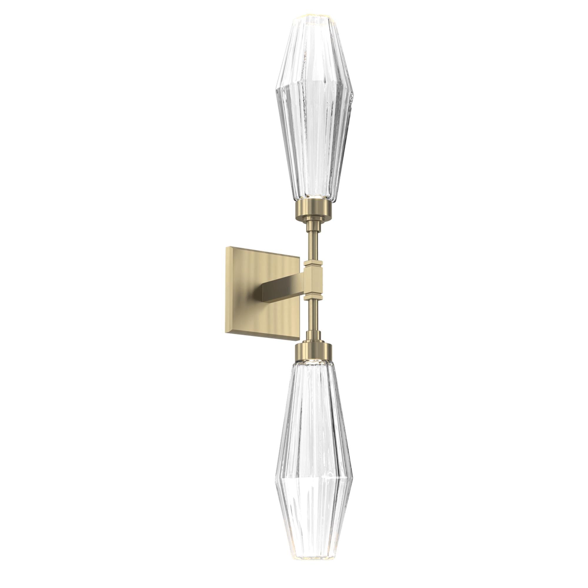 Shown in Heritage Brass finish and Optic Rib Blown And Clear glass