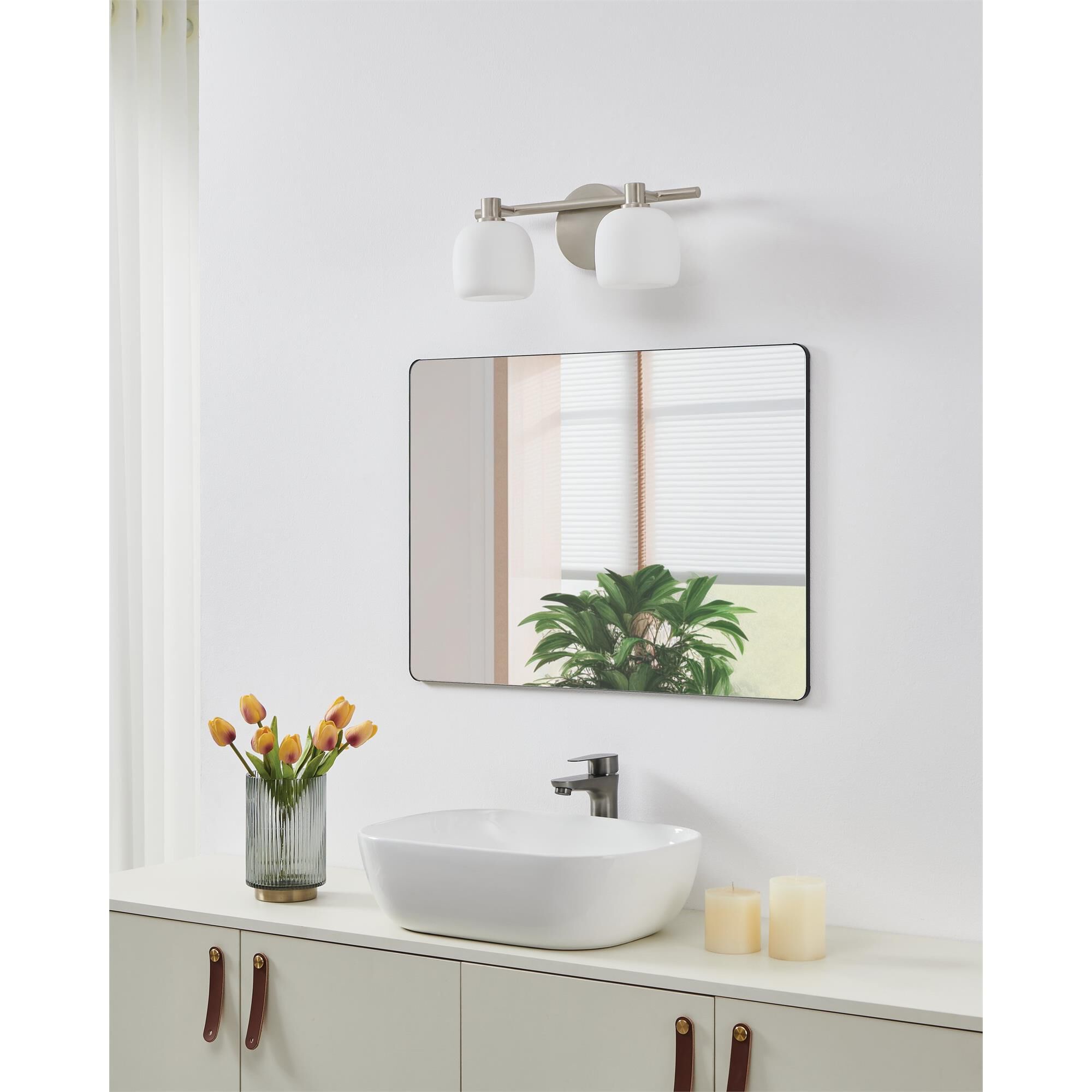 Shown in Brushed Nickel finish and Etched Opal glass