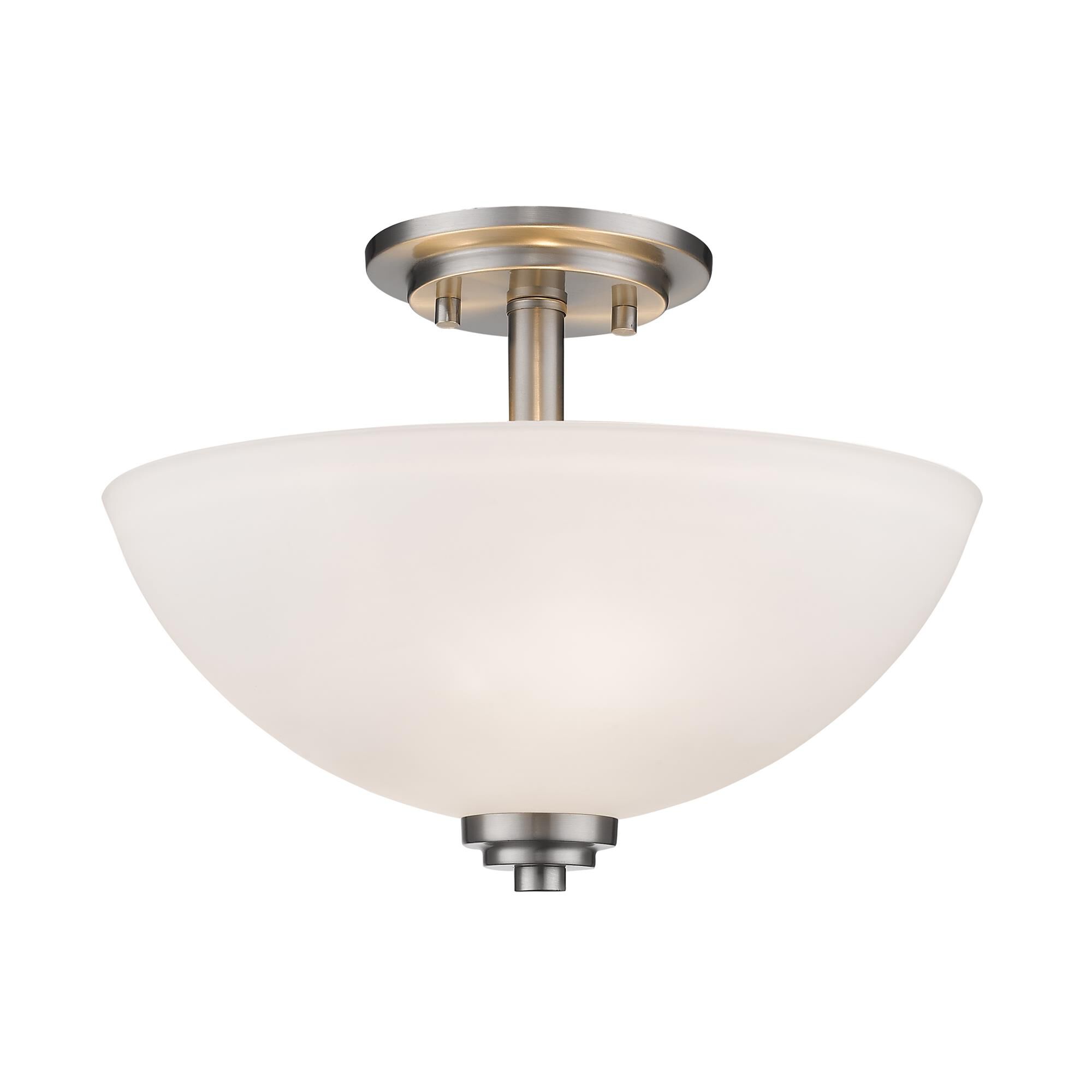 Shown in Brushed Nickel finish and Glass shade