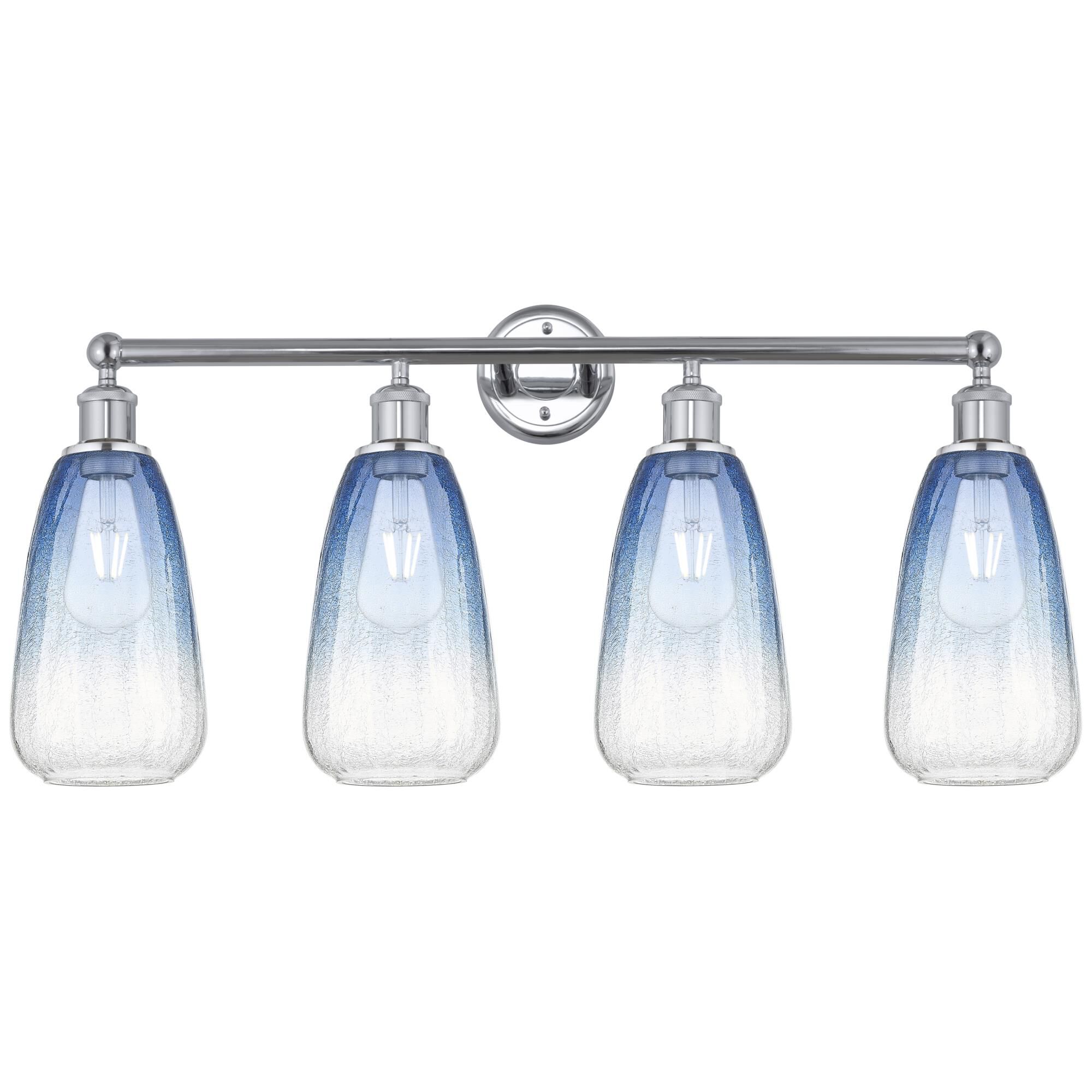 Shown in Polished Chrome finish and Sapphire Blue glass