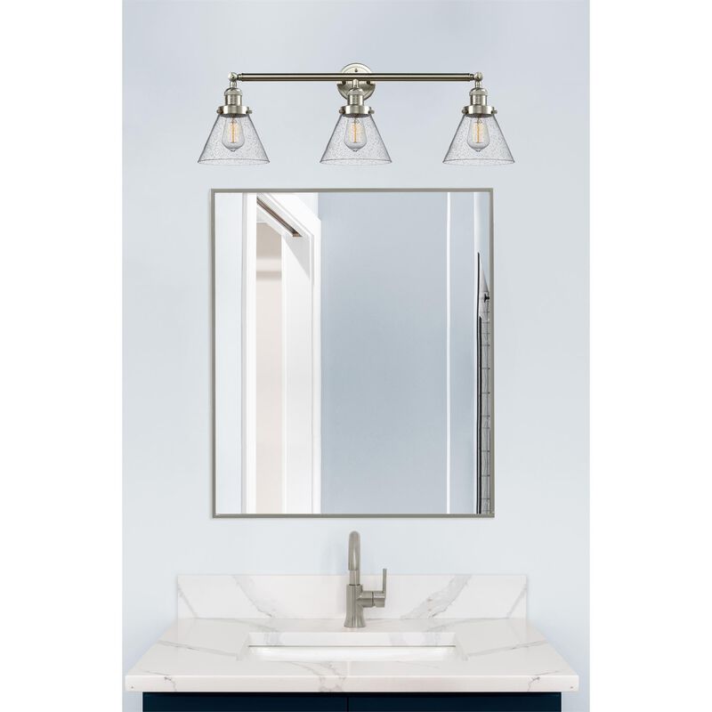 Bruno Marashlian Large Cone 32 Inch 3 Light Bath Vanity Light by Innovations Lighting