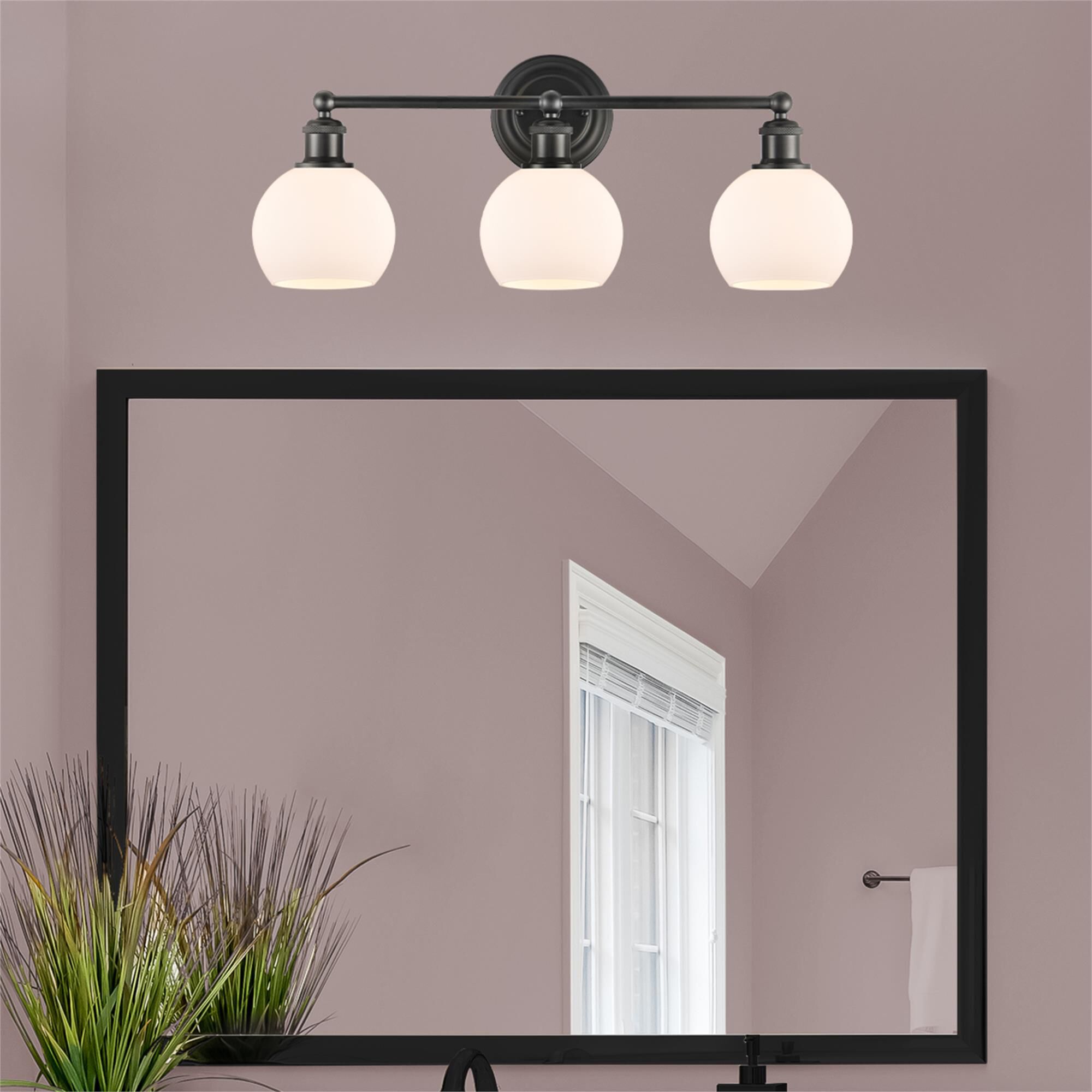Shown in Matte Black  finish and Matte White glass