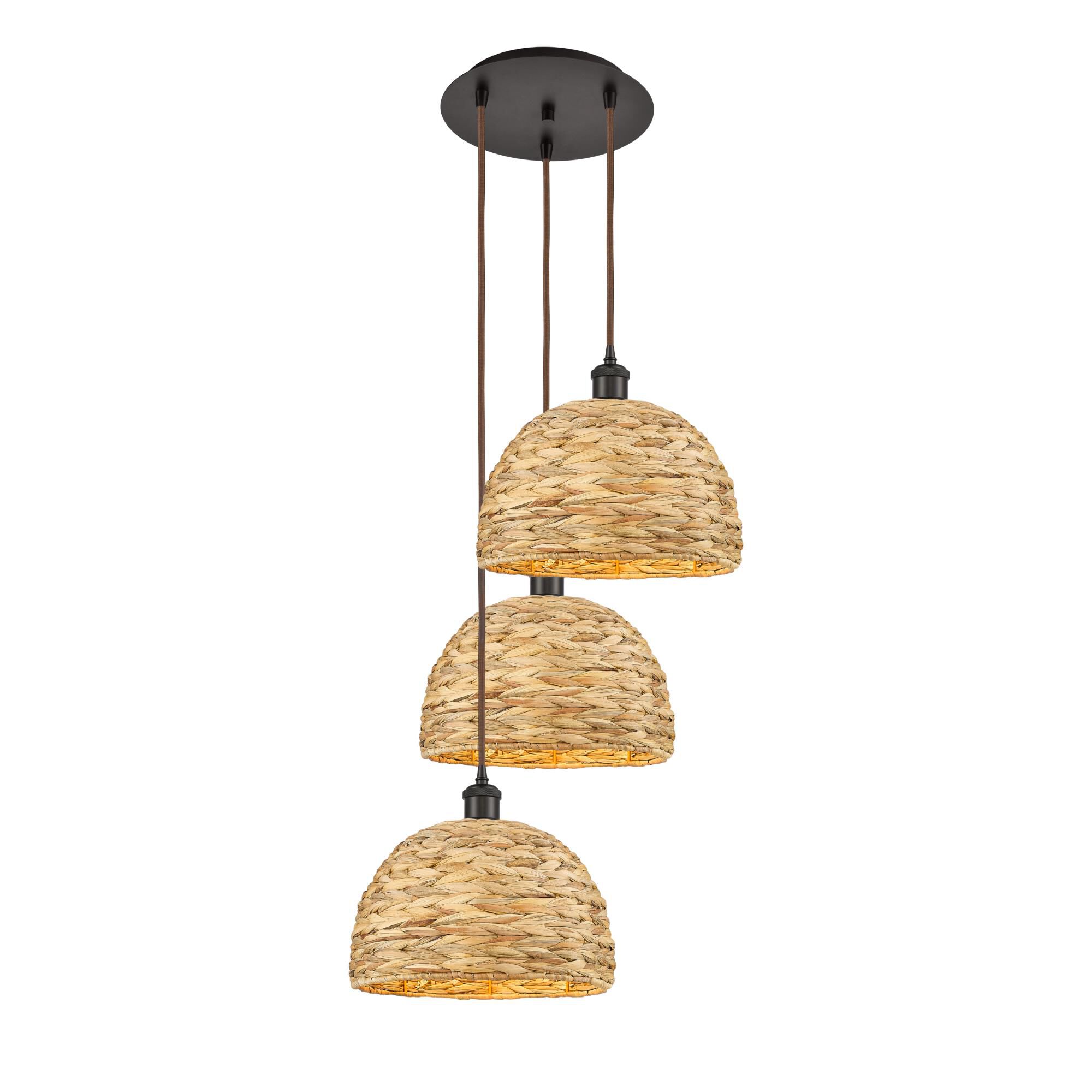 Bruno Marashlian Woven Rattan 19 Inch Multi Light Pendant by Innovations Lighting