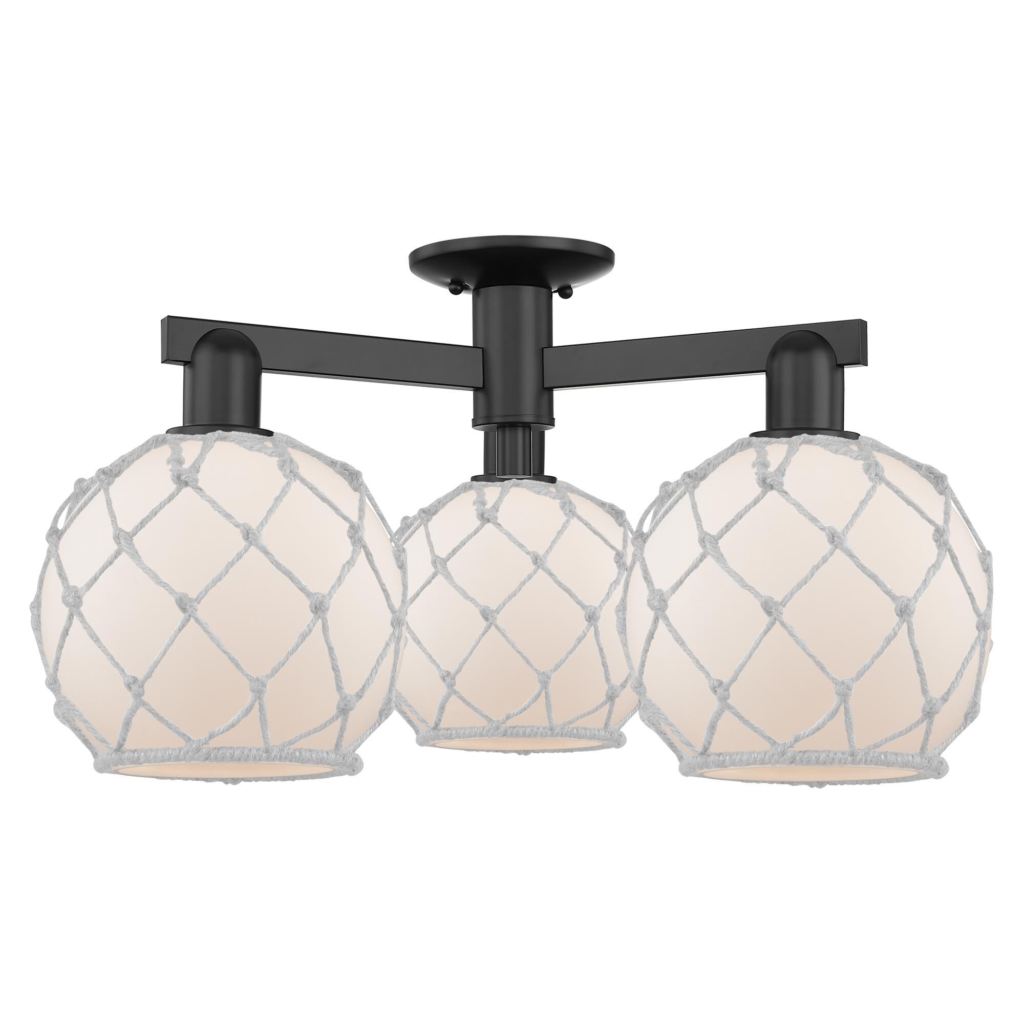 Shown in Matte Black finish and White with White Rope glass