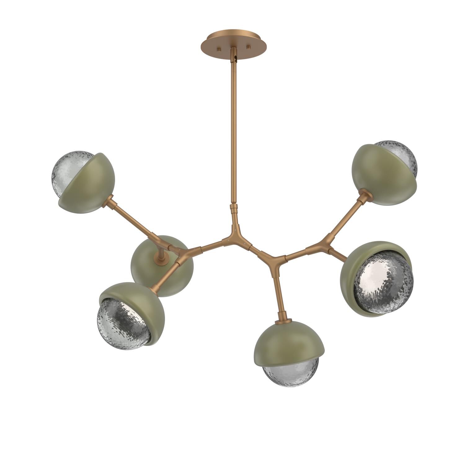 Shown in Novel Brass finish and Smoke glass and Sage Green accent