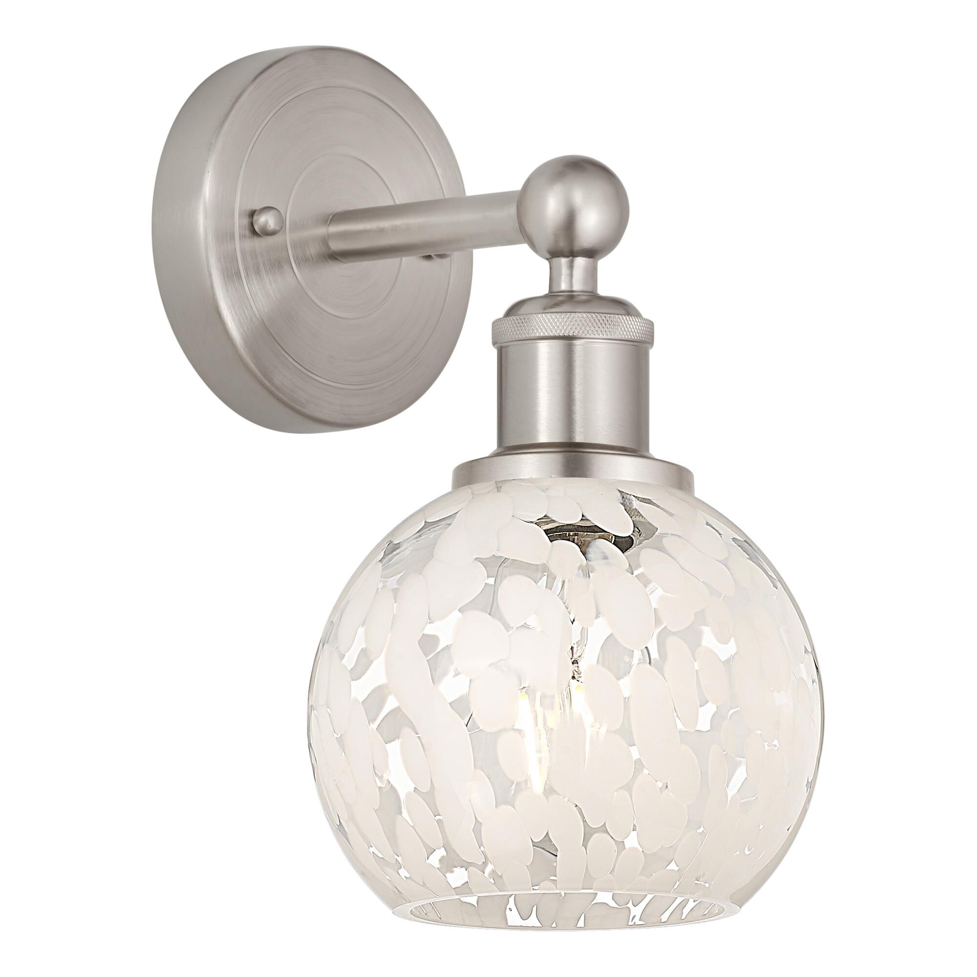 Shown in Brushed Satin Nickel finish and White Mouchette glass