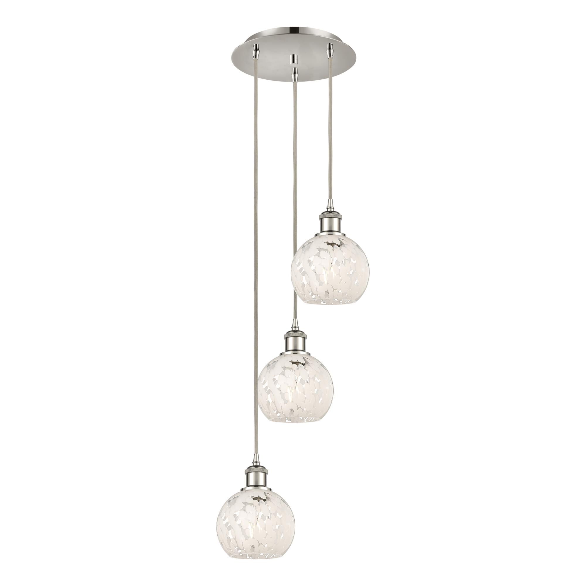 Bruno Marashlian White Mouchette 12 Inch 3 Light Multi Light Pendant by Innovations Lighting