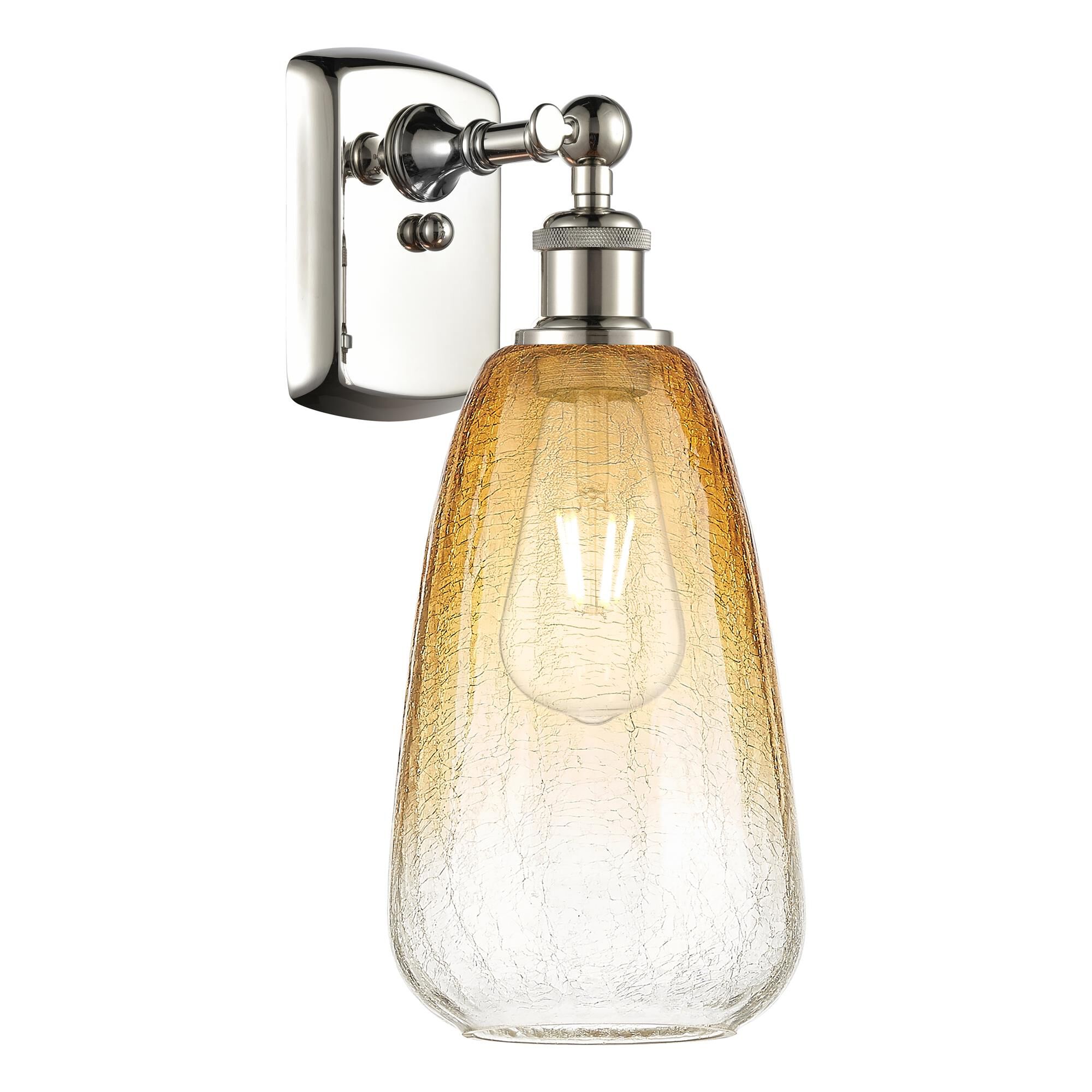 Shown in Polished Nickel finish and Amber glass