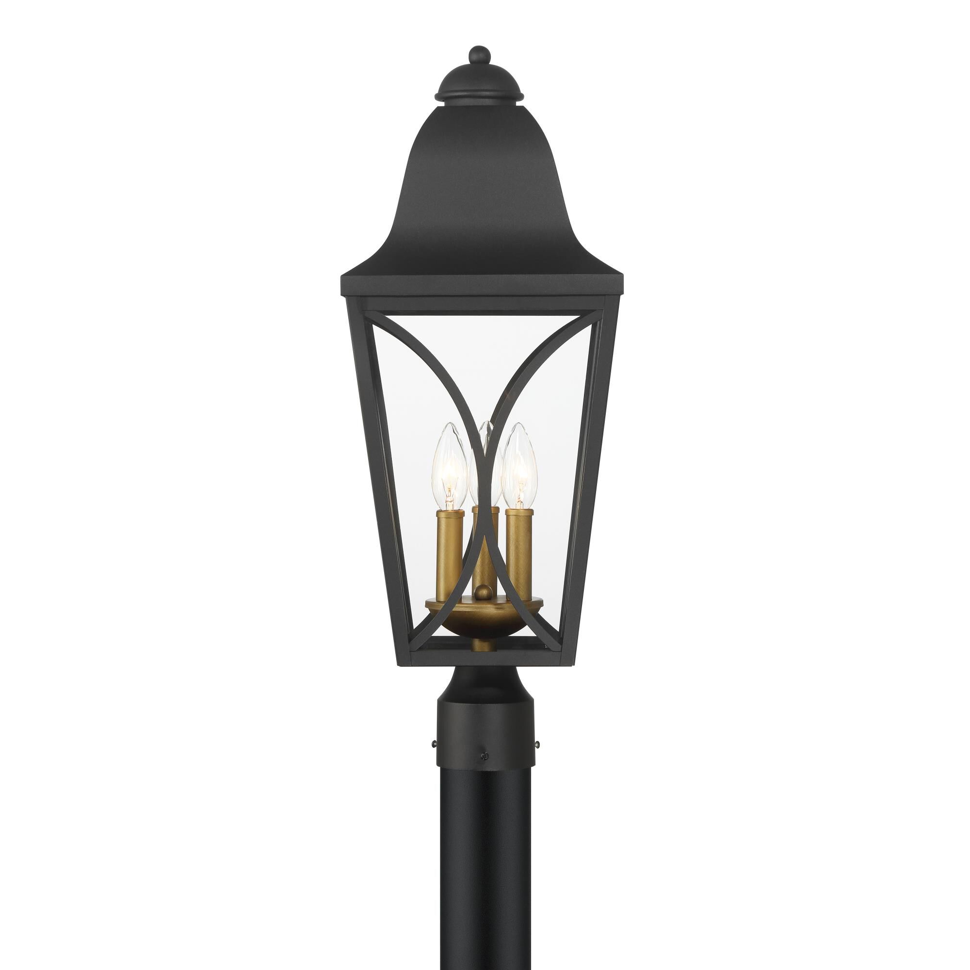 Shown in Sand Coal Black and Olden Brass finish and Clear glass