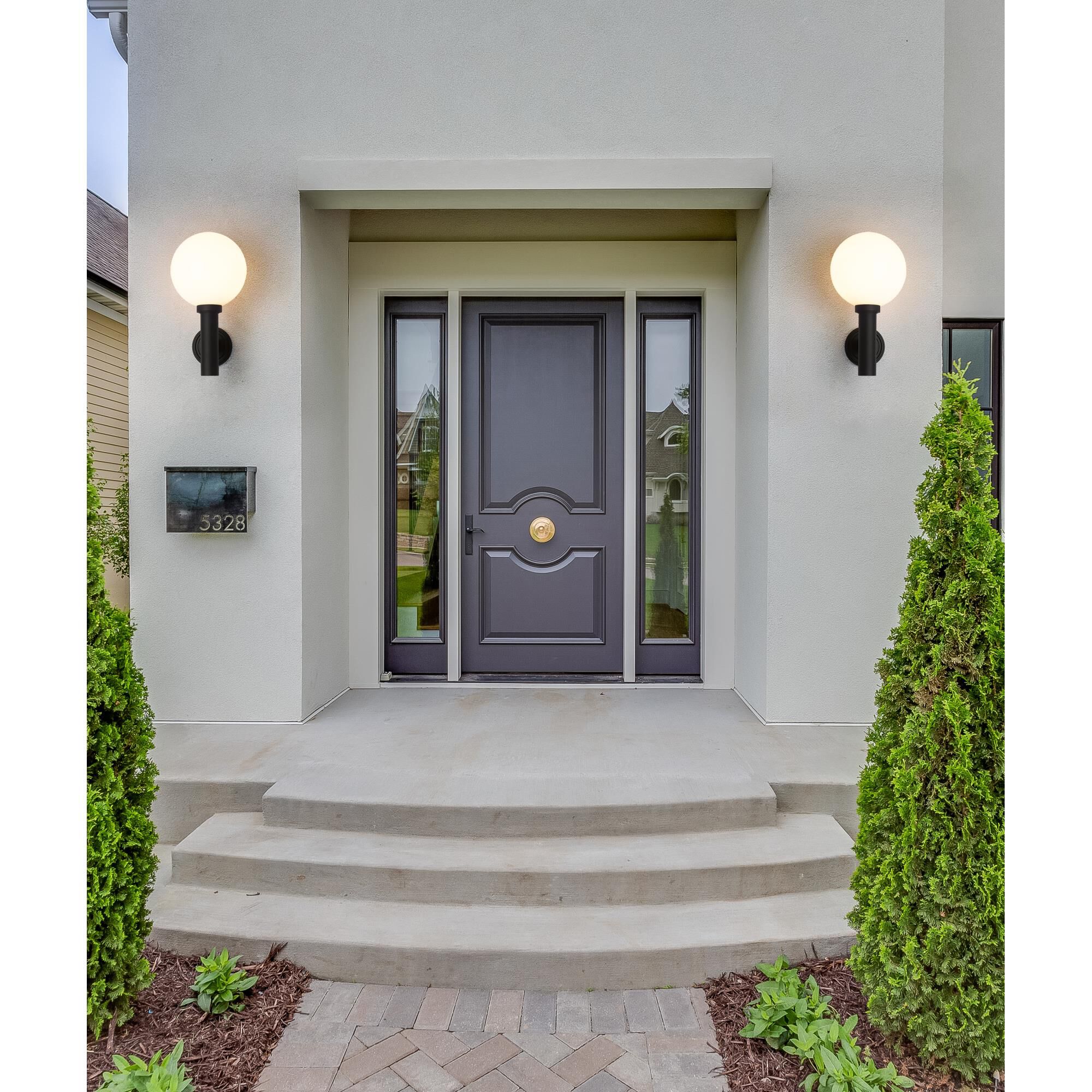 Shown in Black finish and Opal glass