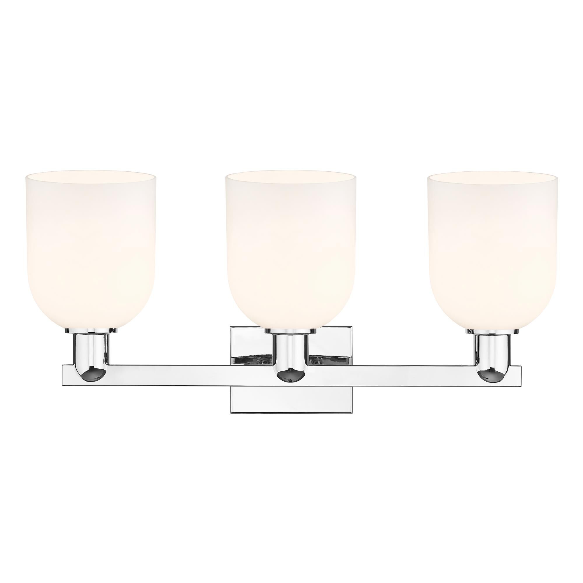 Shown in Polished Chrome finish and White glass