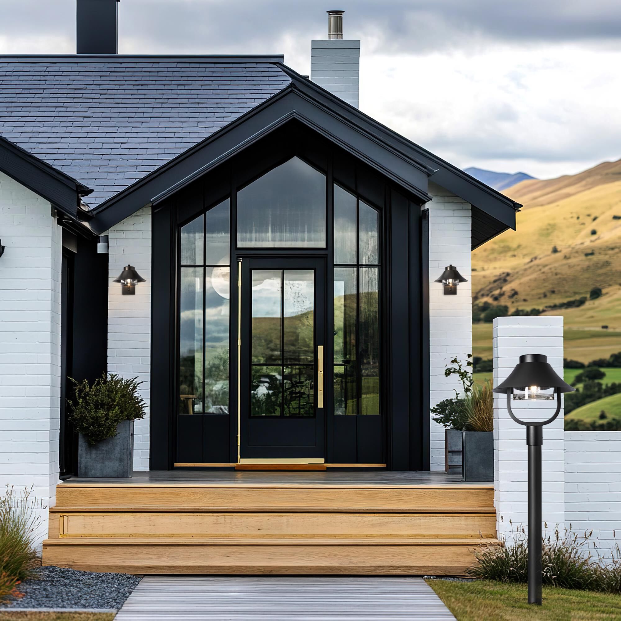 Shown in Coastal Bronze finish and Clear glass