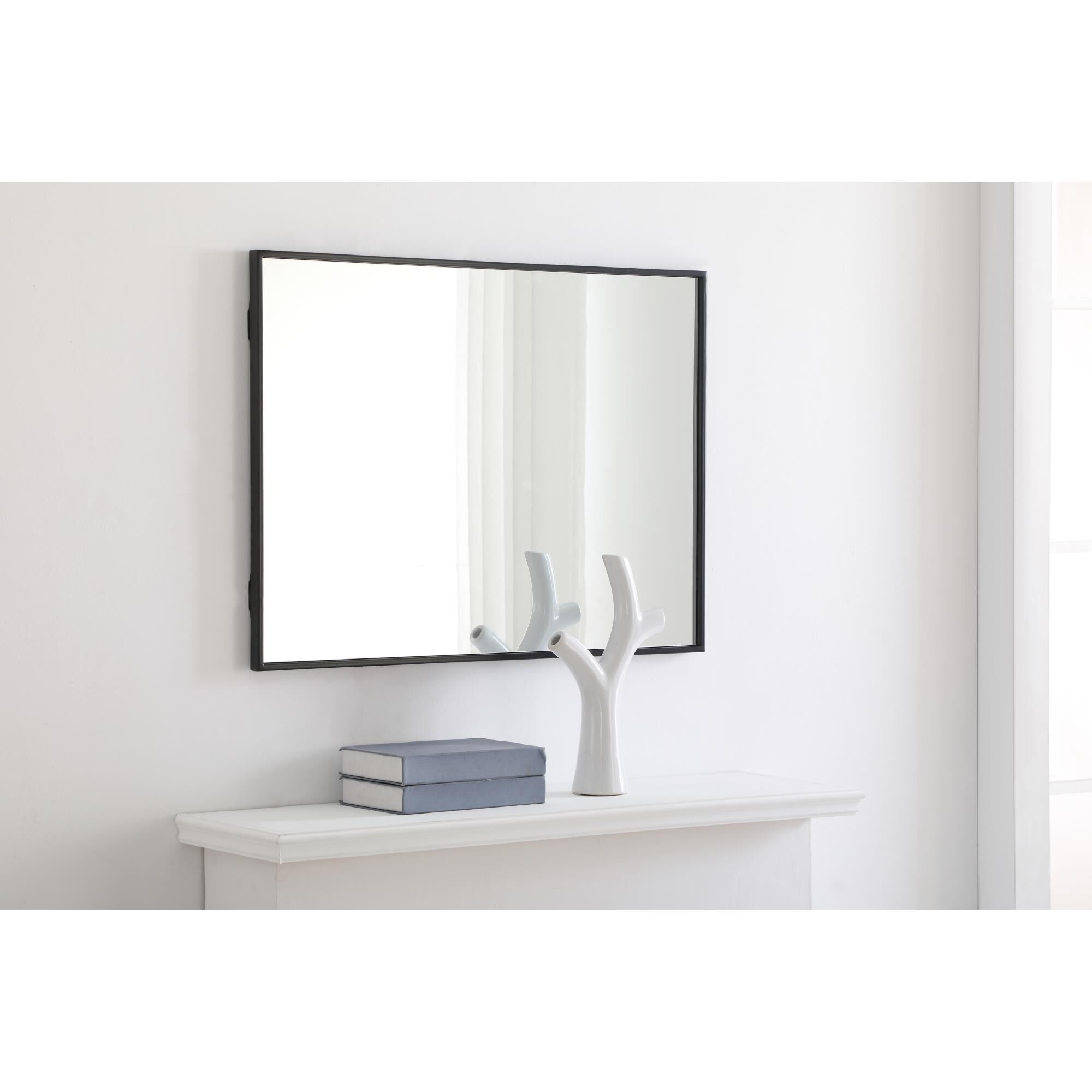 Shown in Black finish and Clear Mirror Beveled glass