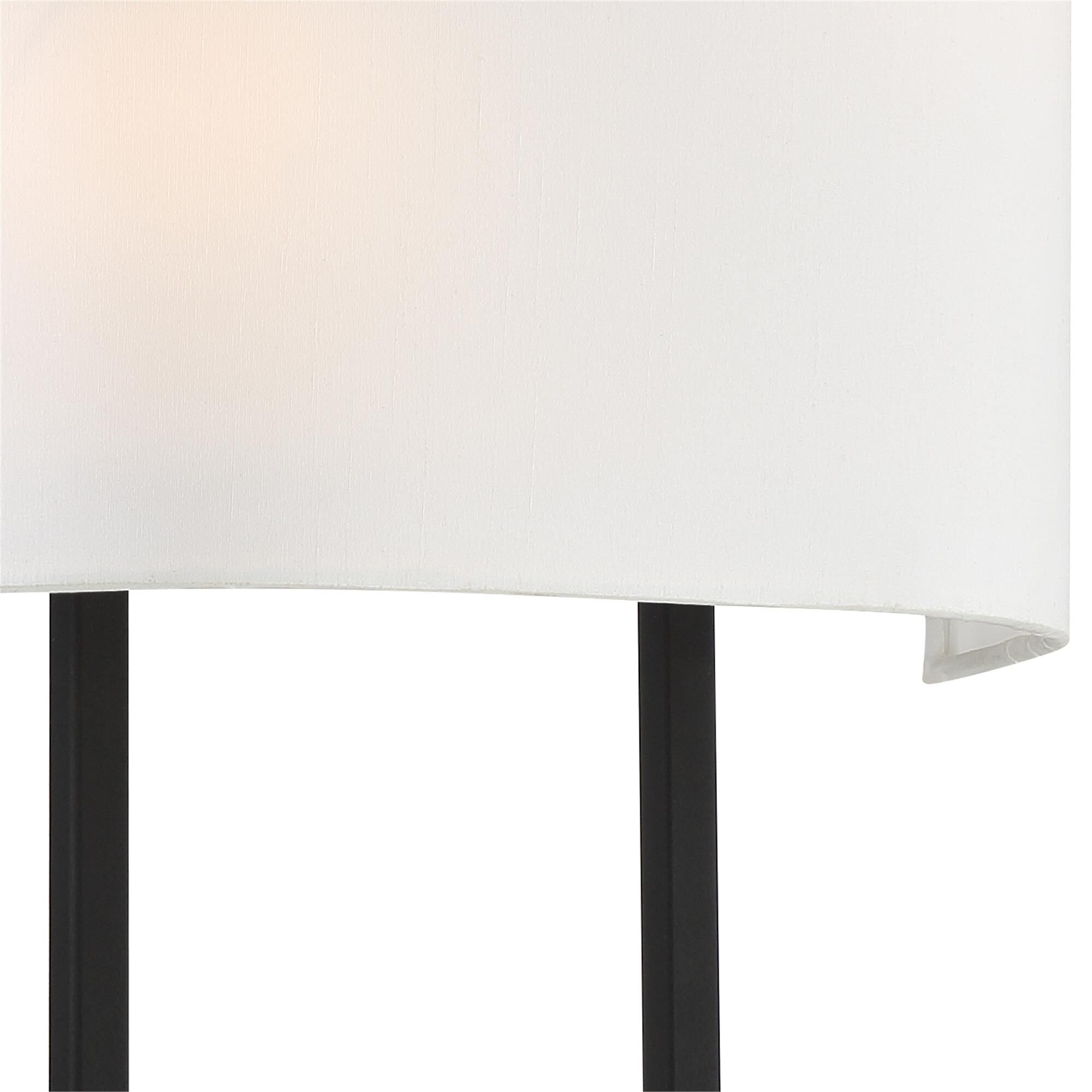 Shown in Black Forged finish and Fabric glass and White shade