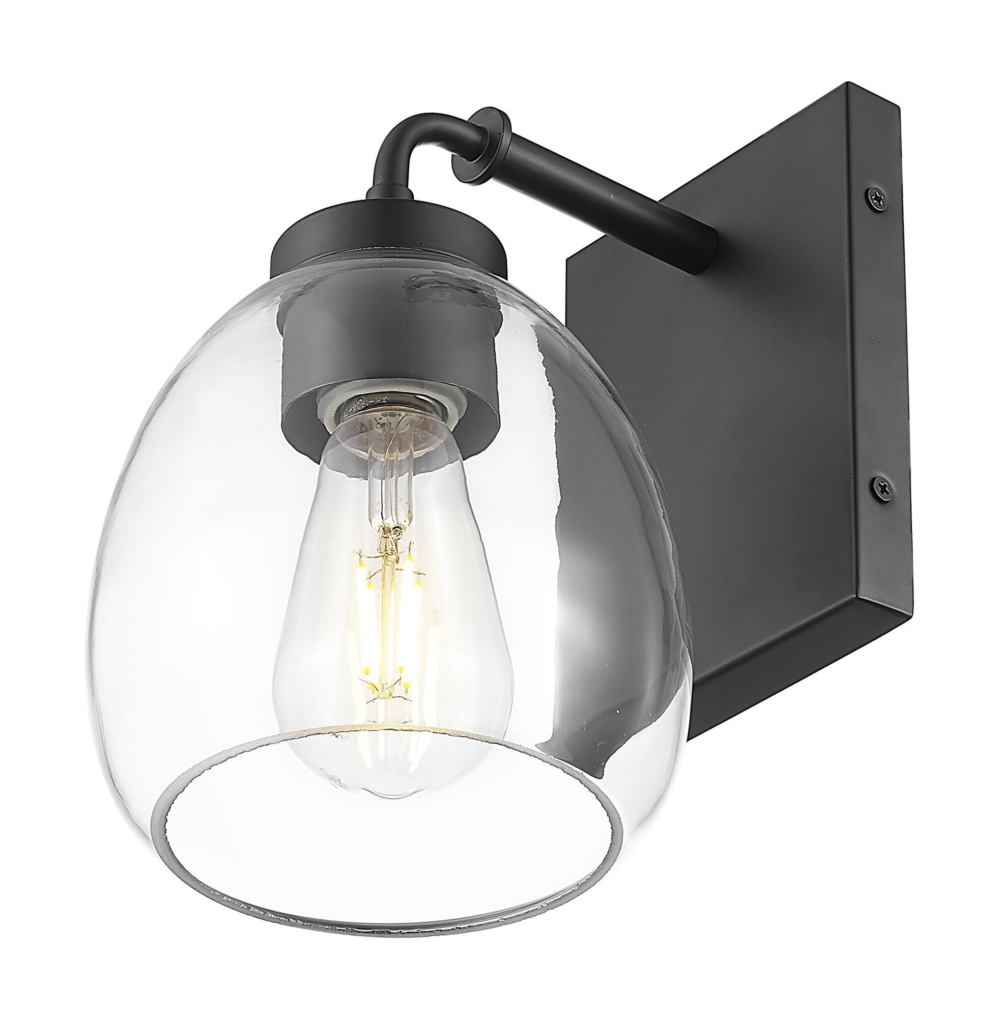 Shown in Matte Black finish and Clear Glass Globe shade
