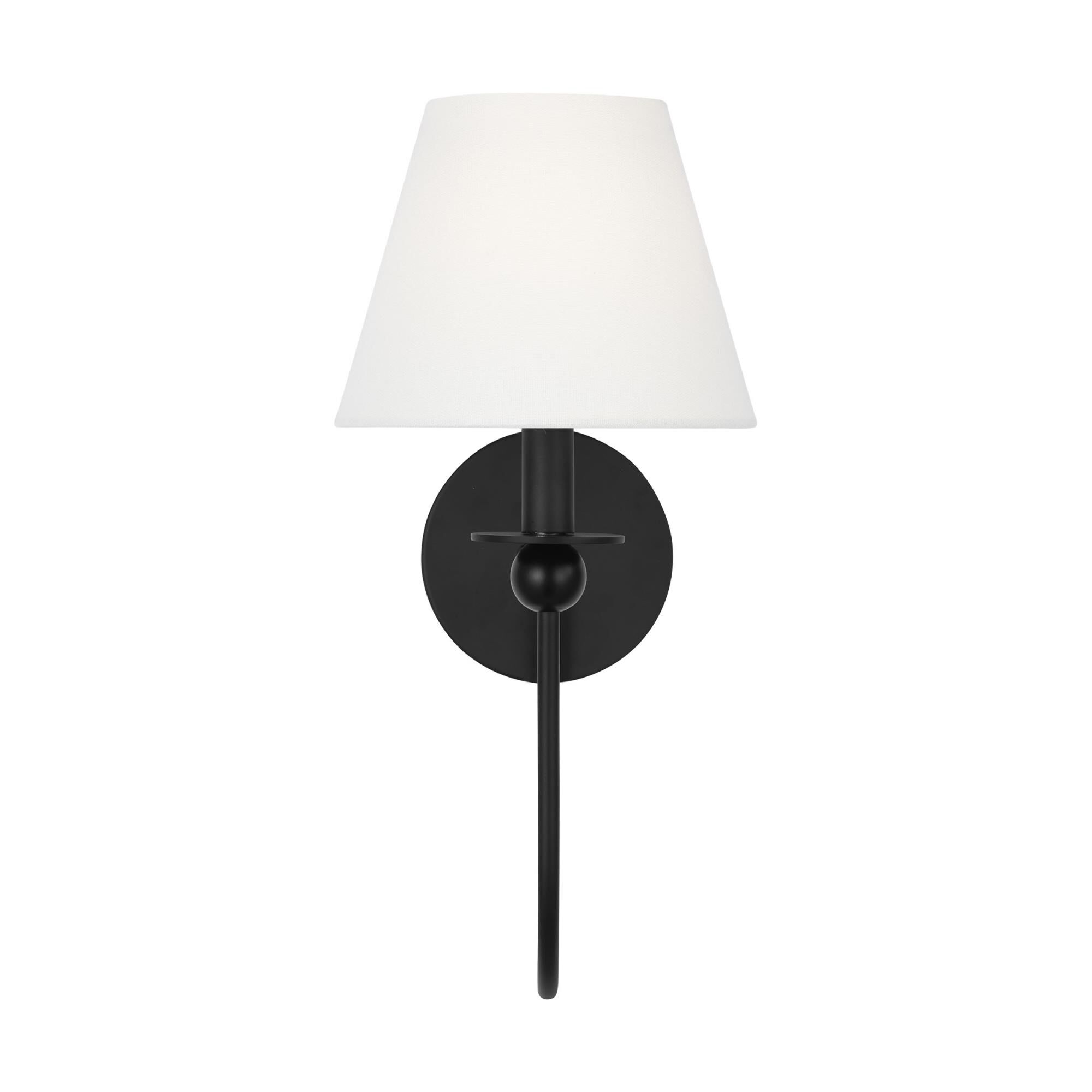 Shown in Midnight Black finish and White Linen shade
