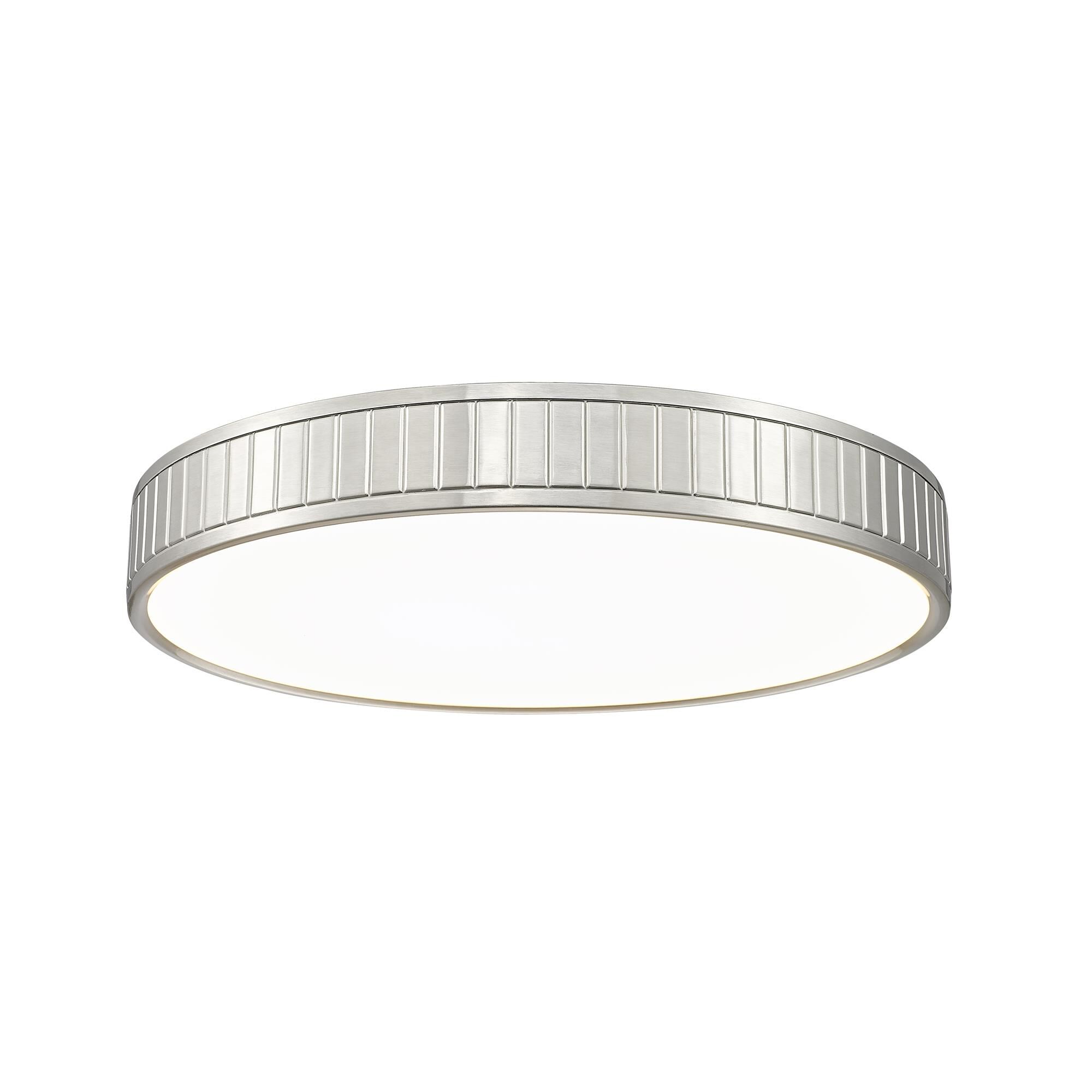 Shown in Brushed Nickel finish and Frosted glass and Frosted shade