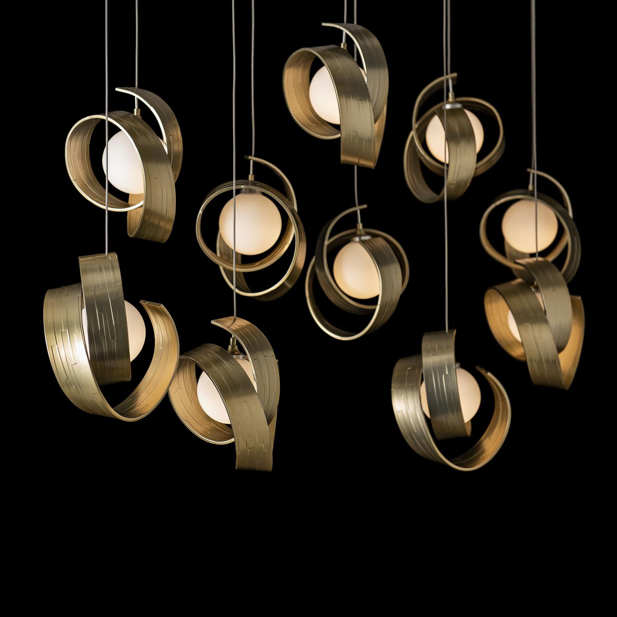 Shown in Modern Brass finish and Opal glass and Opal Glass shade
